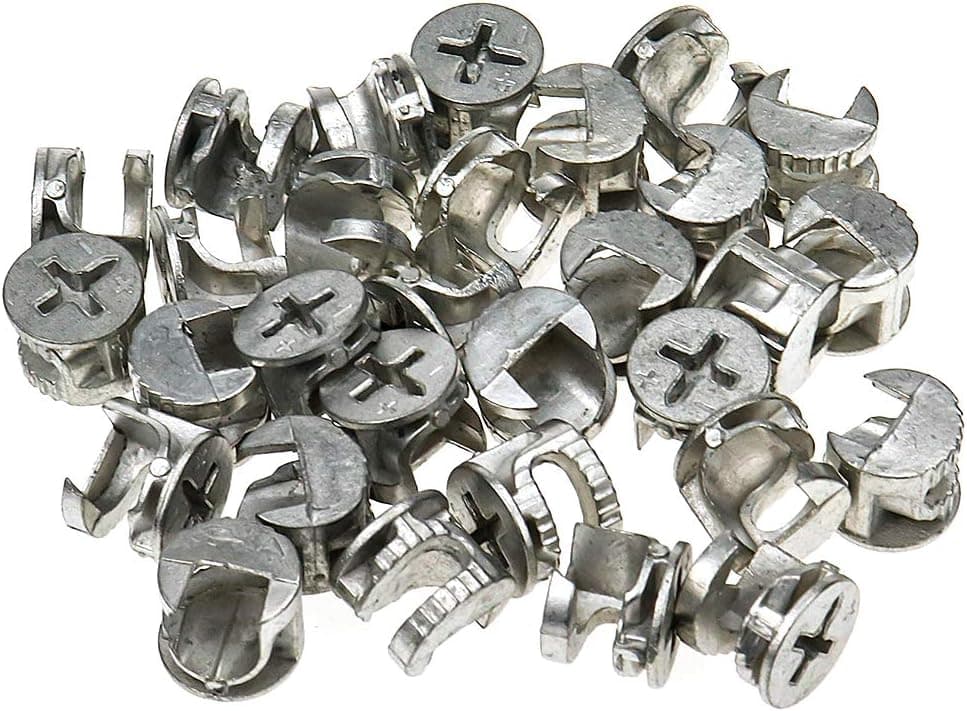 LC LICTOP 12mm Dia Furniture Connecting Cam Lock Fittings Metal Silver Tone 30pcs