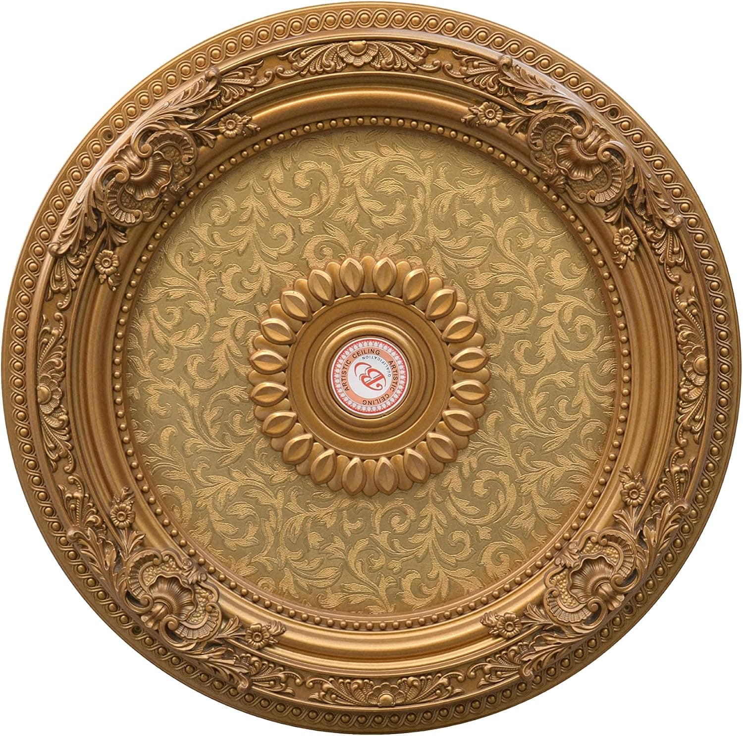 AFD Home Golden Leaf Chandelier Ceiling Medallion and Fan Medallion, 24 Inches