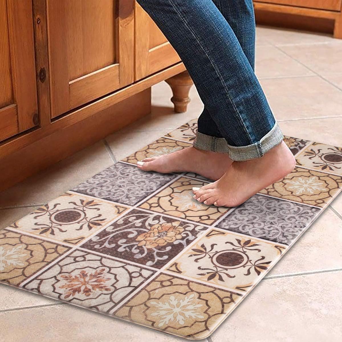 Kitchen Rug, Anti-Fatigue Comfort Kitchen Floor Mat Non-Skid Oil Stain Resistant Carpet for Indoor Outdoor Doormat,30x17 Inch