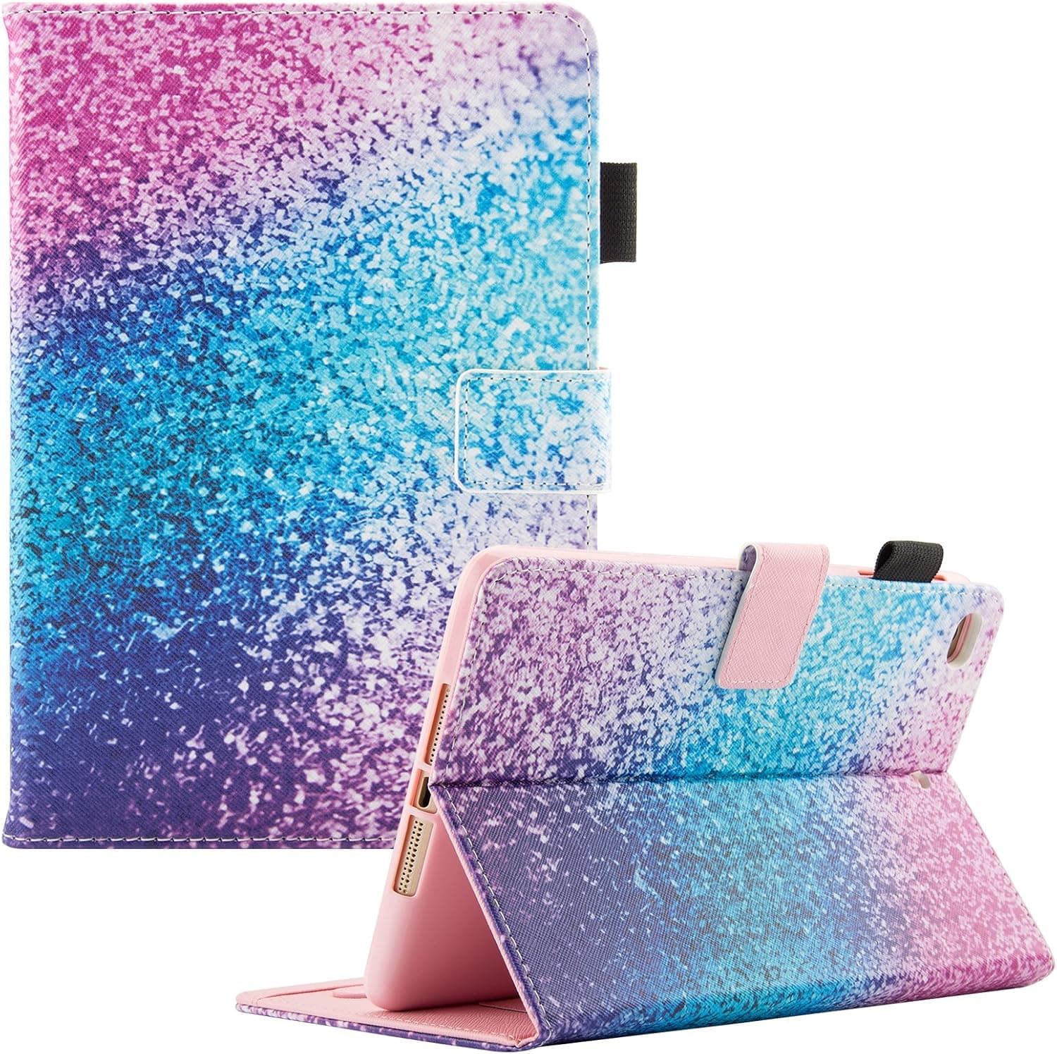 Dteck Case for iPad 9.7 (6th/5th Generation), iPad Air 2 Case A1566, iPad Air Case 1st Generation - Fold Stand Cute Case Leather Flip Wallet Cover Protective Case with Auto Sleep Wake (Rainbow Sand)