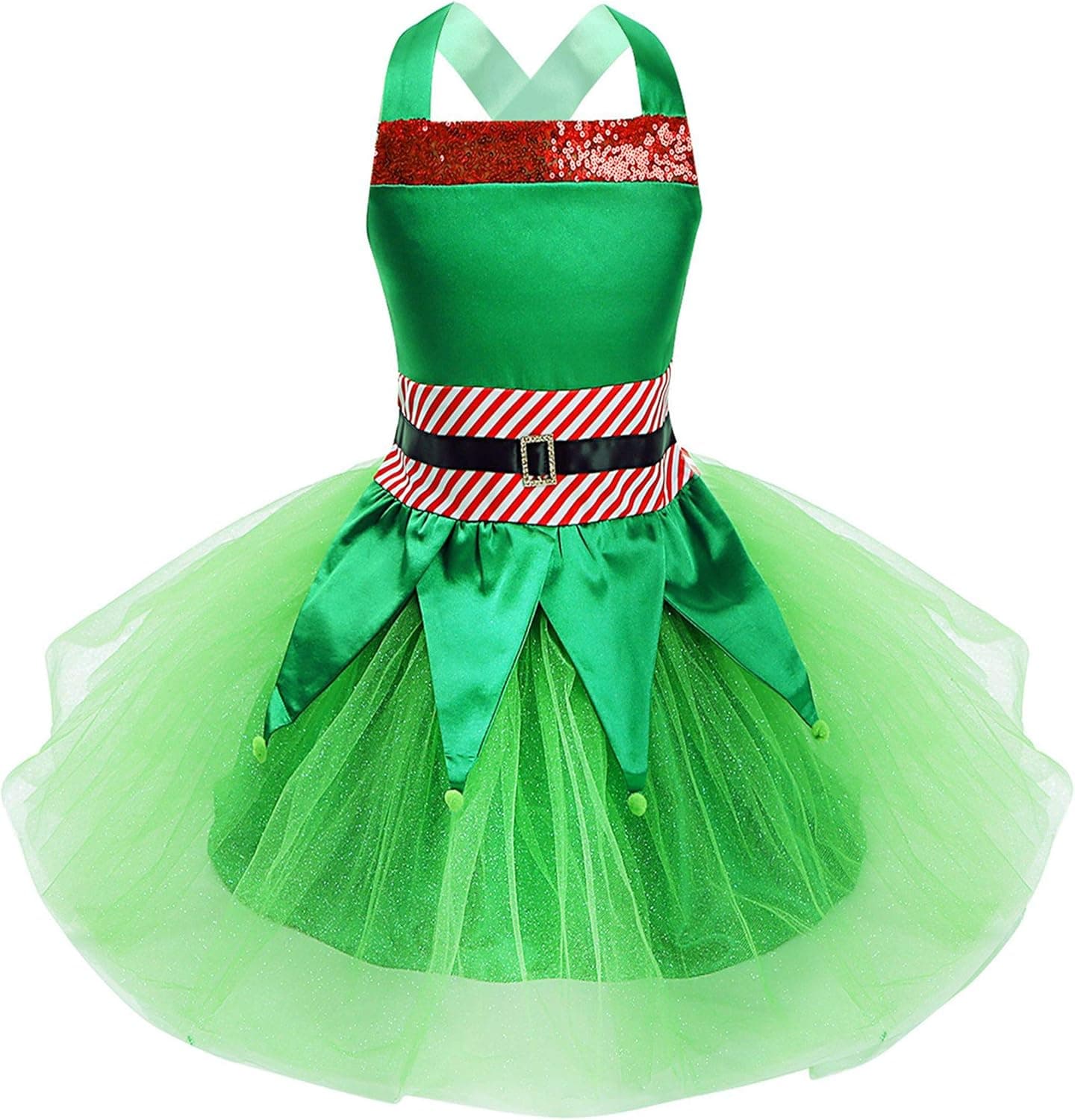 CHICTRY Kids Little Girls Sequin Tutu Christmas Holiday Santa's Elf Costume Xmas Festive Dress Hat Outfits