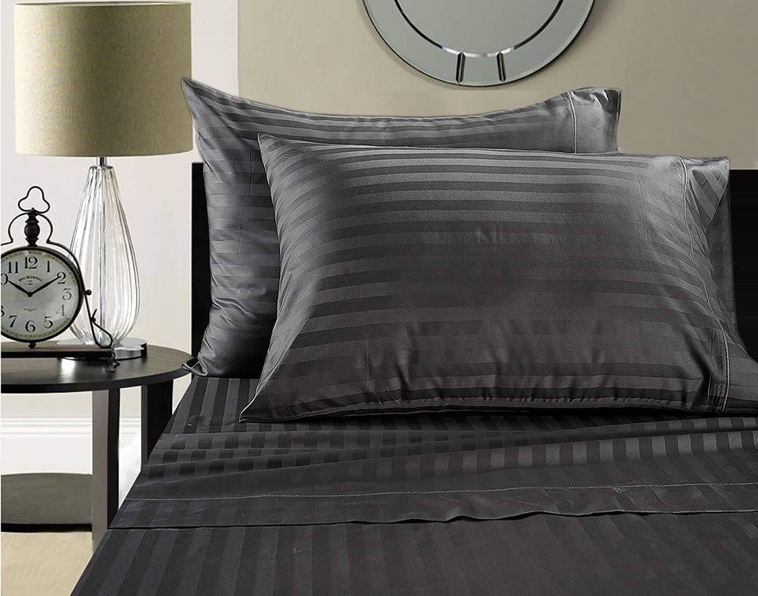 ADDY HOME FASHIONS Supima Cotton Sheets on Amazon! Blockbuster Sale: Todays Special Luxury Super Soft 100% Supima Cotton Damask Stripe 500 Thread Count Sheet Set (King, Charcoal)