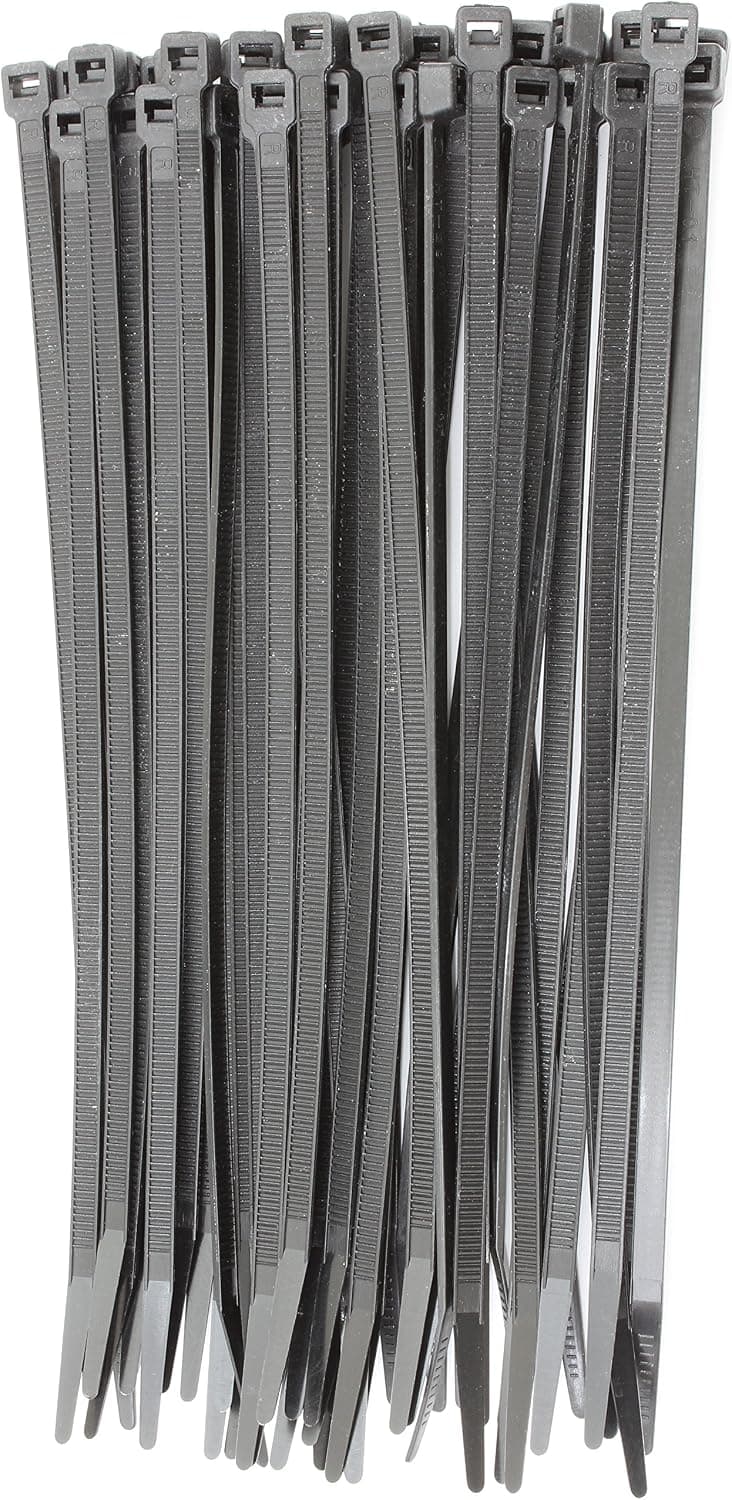 Zip Ties 8" (100 Pack), 40lb Strength Black Nylon Cable Wire Ties, By Bolt Dropper.
