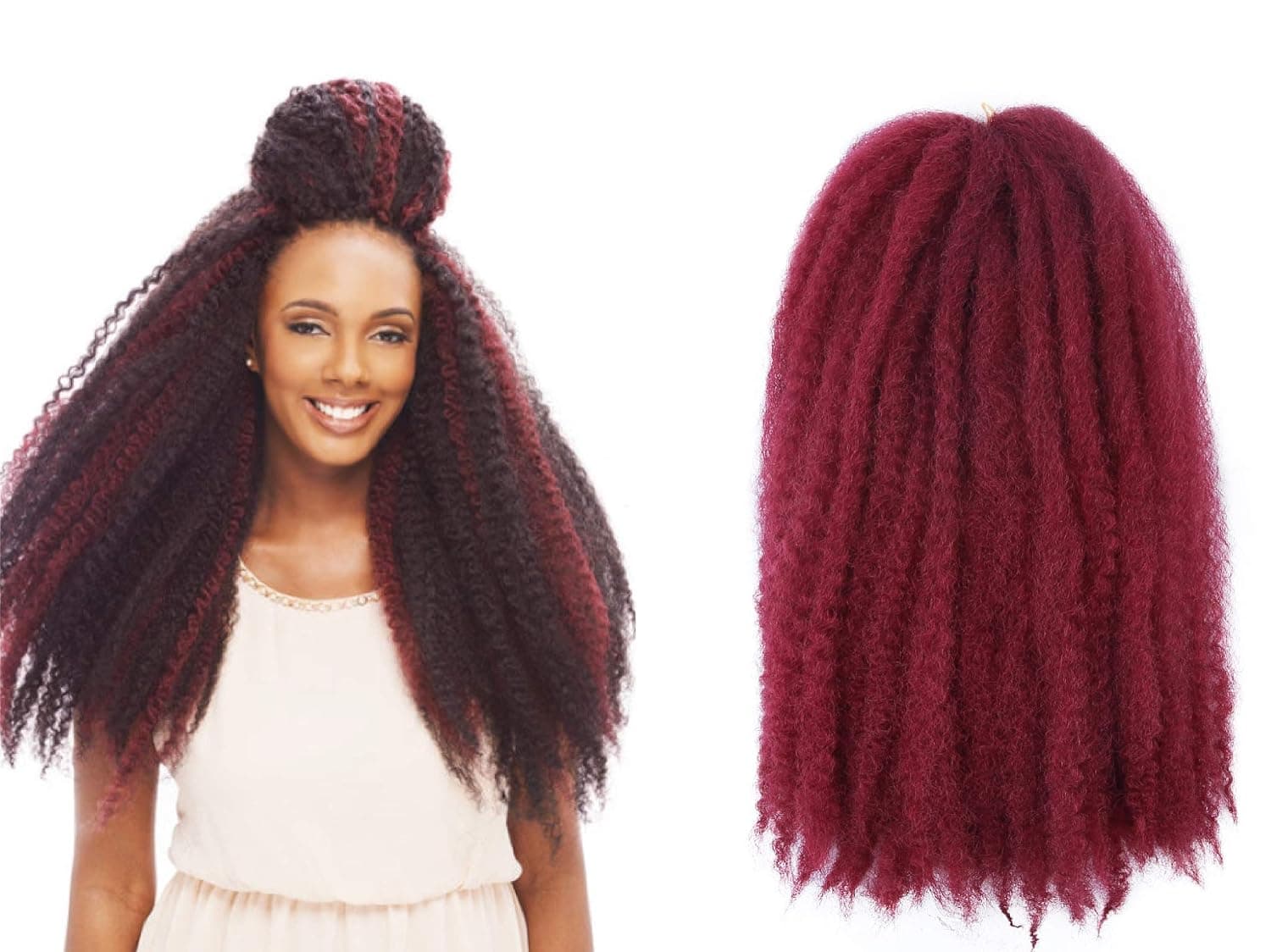 Marley Hair 4 Packs Afro Kinky Curly Crochet Hair 18 Inch Long Marley Twist Braiding Hair Kanekalon Synthetic Marley Braids Hair Extensions for Women