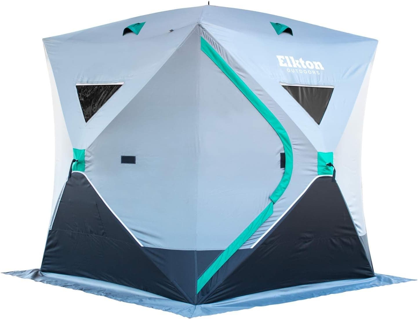 Elkton Outdoors Portable 3-4 Person Ice Fishing Tent with Ventilation Windows and Carry Pack, Ice Fishing Shelter Includes Tent, Carry Pack, Ice Anchors and Storage Compartments