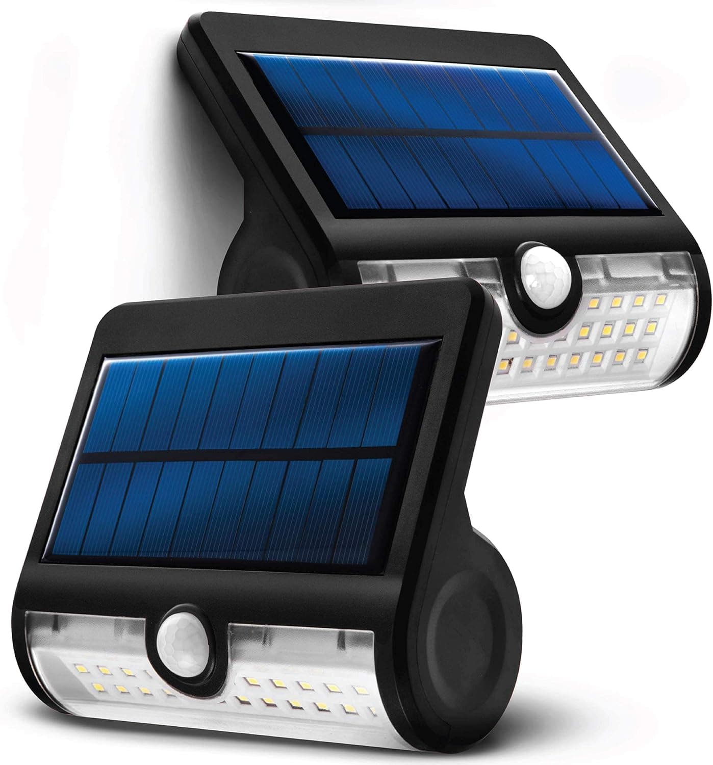 Home Zone Security Motion Sensor Outdoor Light - Solar Light Outdoor Dual Lighting Mode Wall Mounted Accent and Flood Light, 2-Pack, Black, ELI1072G