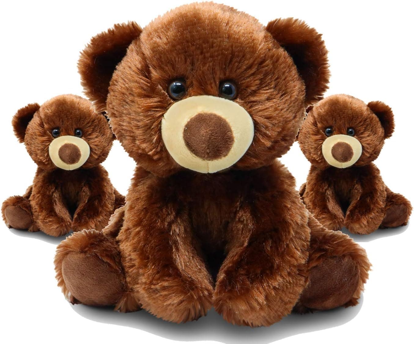 Fluffuns Teddy Bear Stuffed Animal - Teddy Bears Stuffed Animals 9 Inch Stuffed Bear - 3-Pack (Brown)