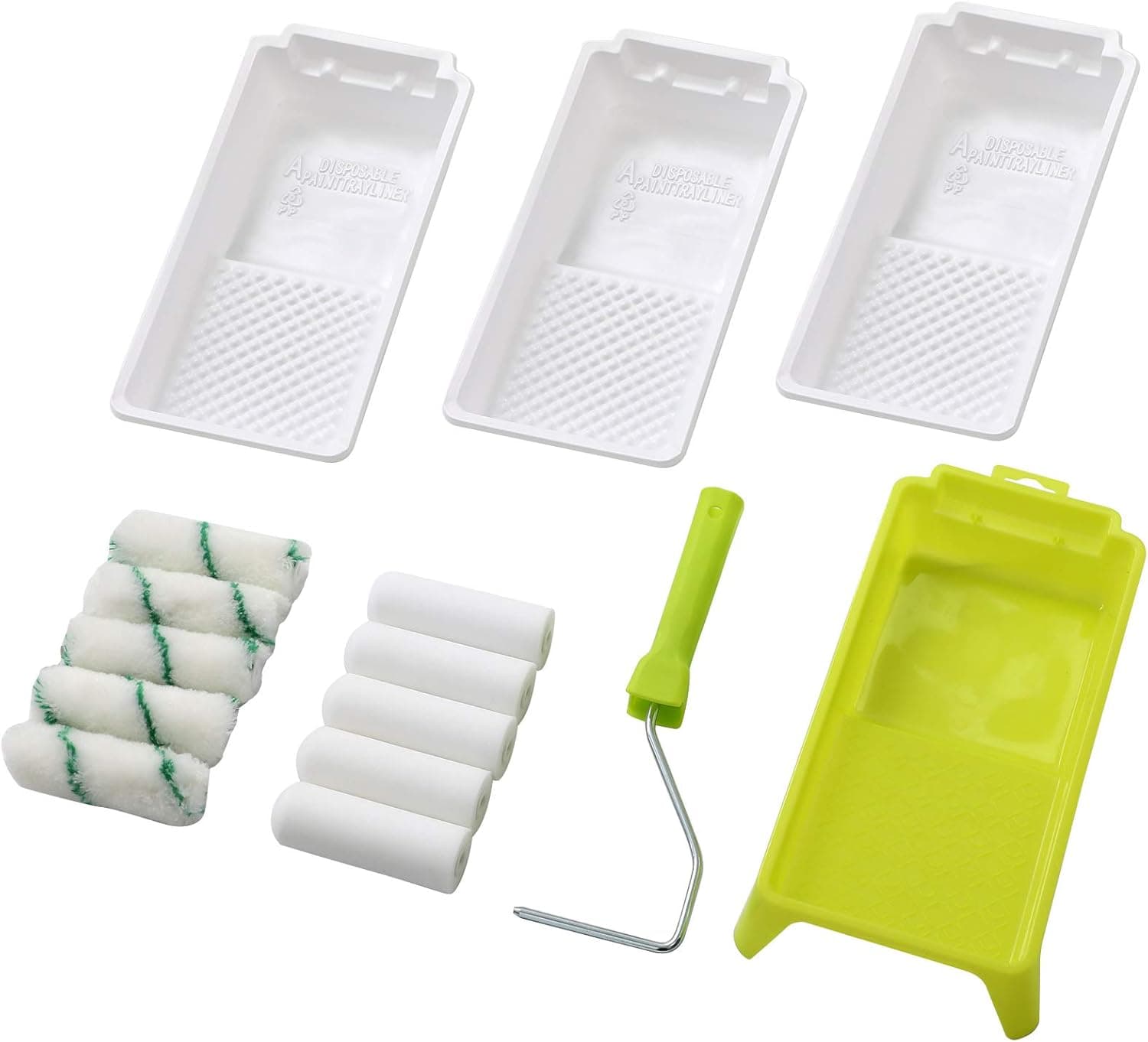 Foam Paint Roller Tray Set,4-Inch Mini Roller Cover Refills with Frame, Paint Tray, Liners, High-Density Foam Small Roller Naps, Bathtub Refinishing Sponge Roller Kit(15Pcs)