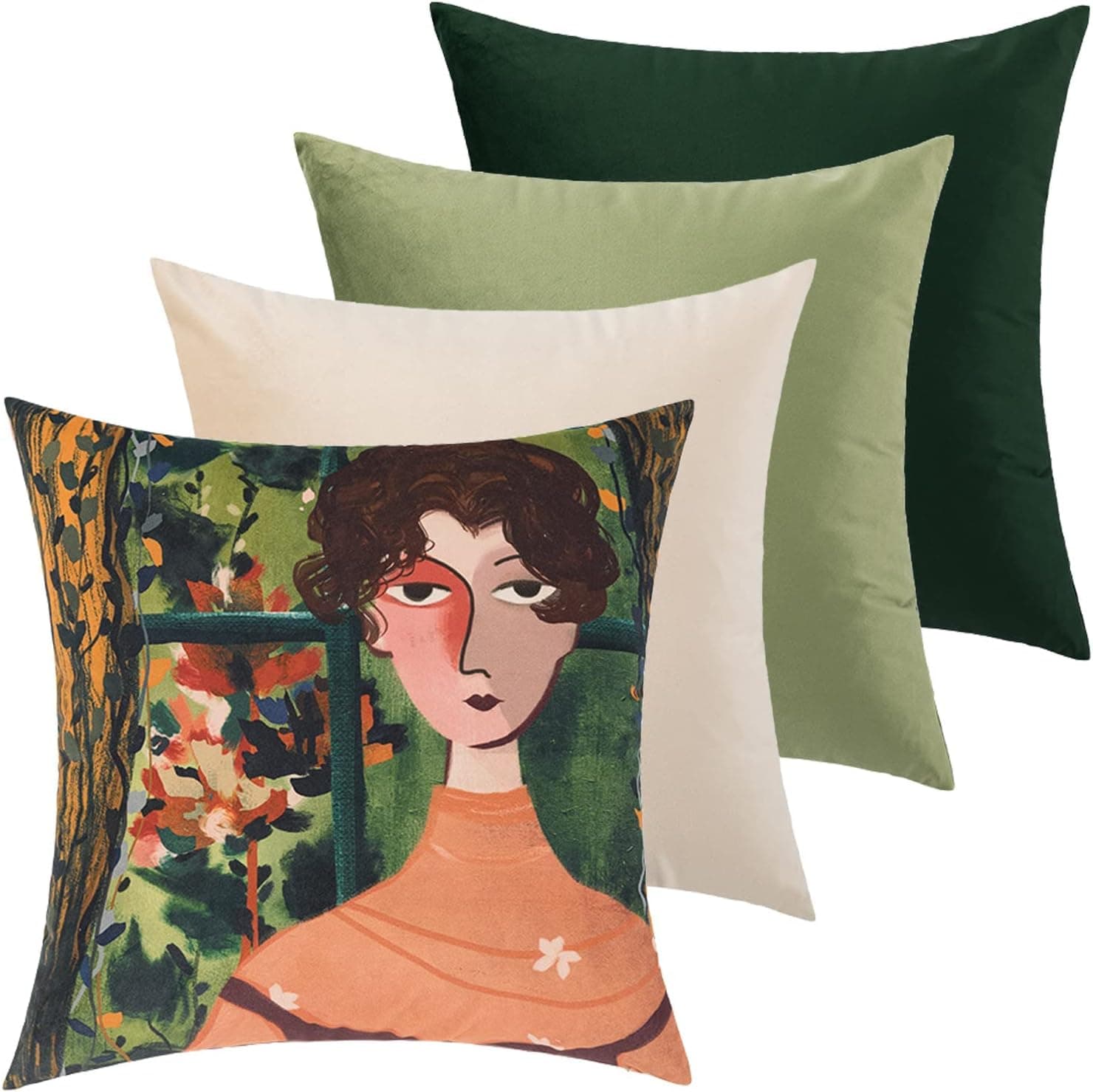 YOIOZAIZAI Pillow Covers Set of 4 Solid Color Pillows Soft Decorative Square Couch Pillow Covers Home Neutral Decor for Sofa Bedroom Car Couch (Miss, 18“x18”)