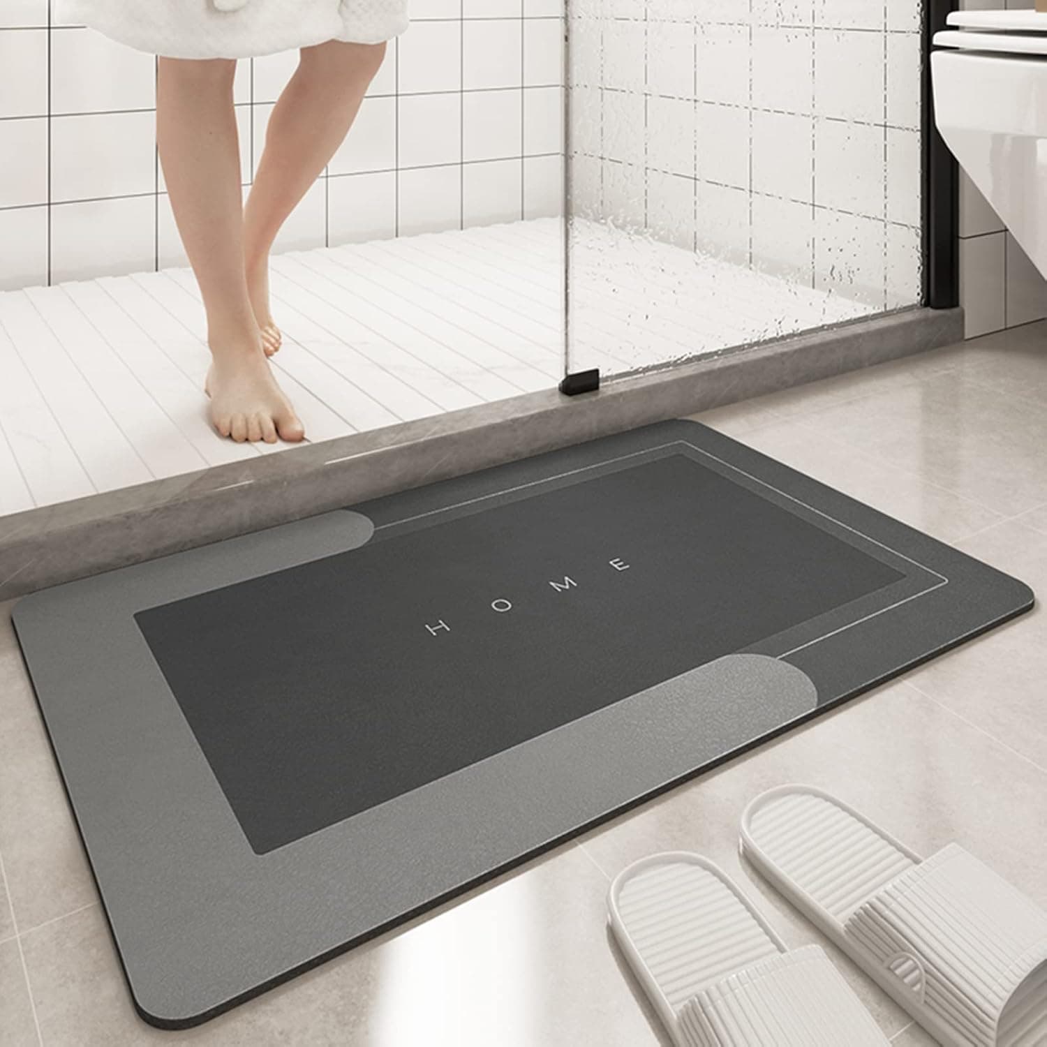 Super Absorbent Bath Mat, Quick-drying Bathroom Mats, Super Absorbent Living Room Floor Mat , Rubber Non-slip Bottom, Easy to Clean Bathroom Rugs, Simple Kitchen Doormat (Rectangle Dark Gray, 50x80cm)
