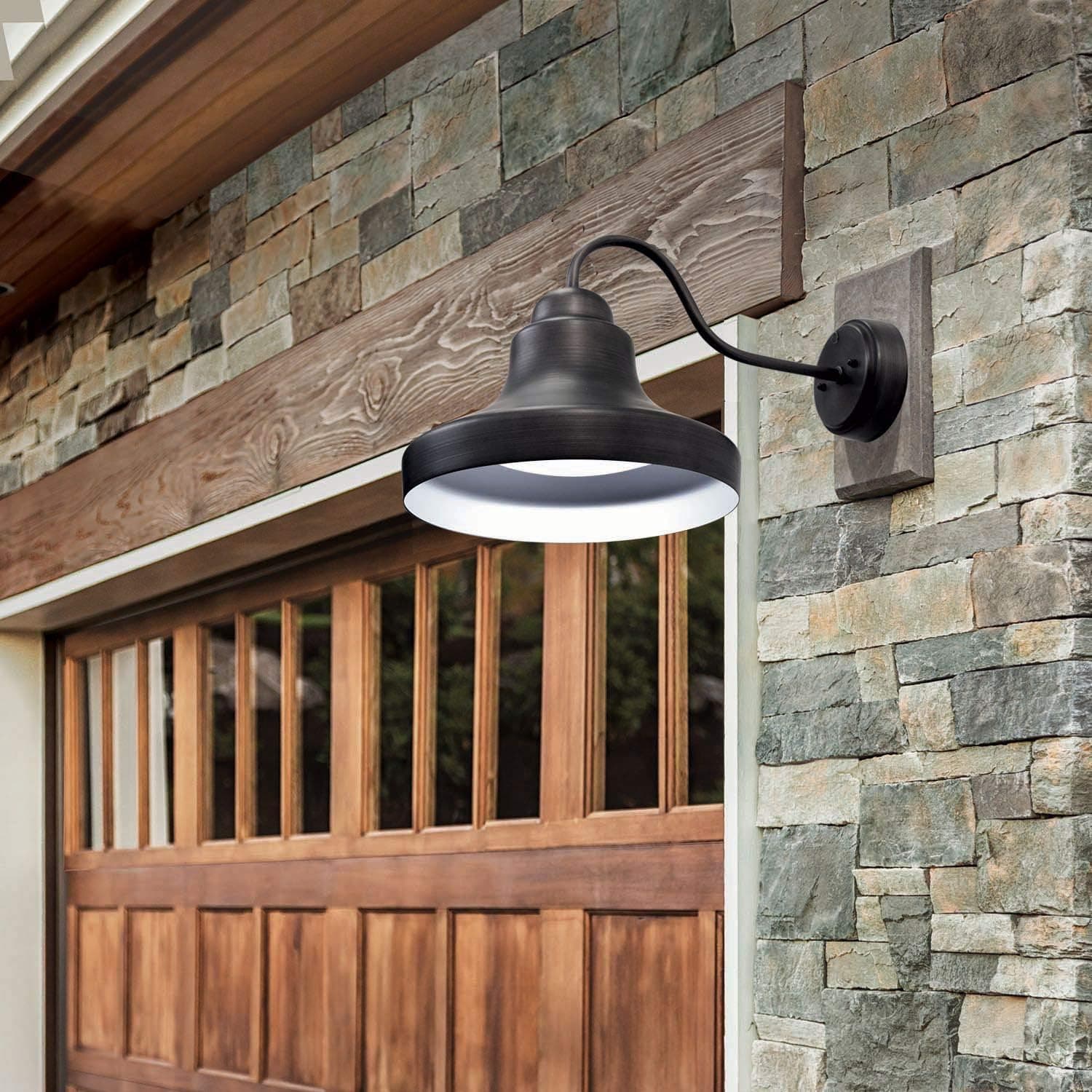 Hoover LED Outdoor Gooseneck Lantern Dusk to Dawn Sensor