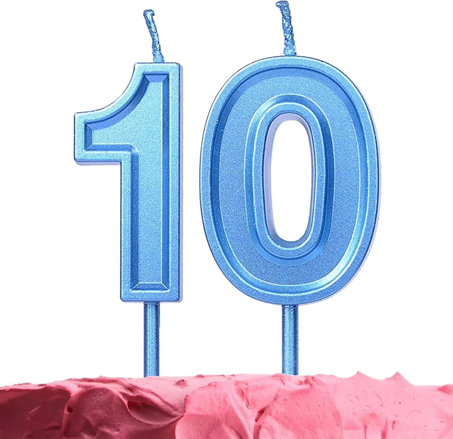 GET FRESH Number 10 Birthday Candle – Blue Number Ten Candles on Sticks – Number Candles for Birthday Anniversary Wedding Party – 10 th Birthday Candles for Cake Decoration – Blue 10 Candles