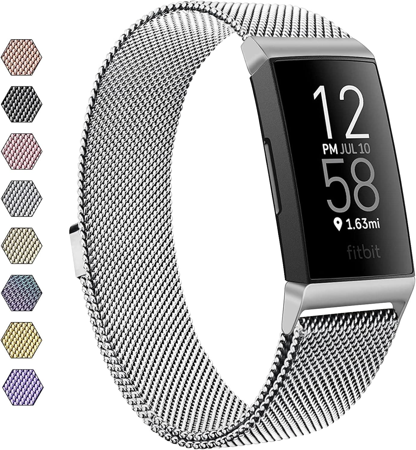 Meliya Metal Bands for Fitbit Charge 4 & Fitbit Charge 3 & Charge 3 SE, Stainless Steel Magnetic Lock Replacement Wristbands for Charge 3 & Charge 4 Women Men Small Large