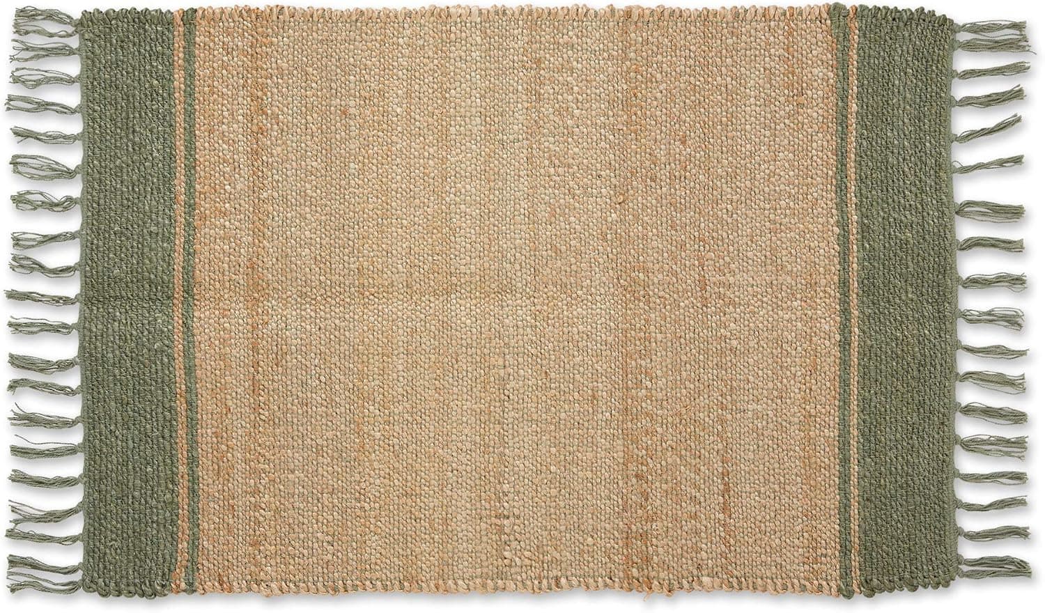 DII Woven Rugs Collection Hand-Loomed Jute, 2x3', Artichoke Stripes