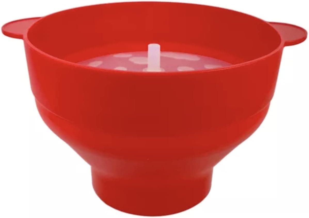 Collapsible Silicone Microwave Hot Air Popcorn Popper Bowl With Lid and Handles - No logo! (Red)