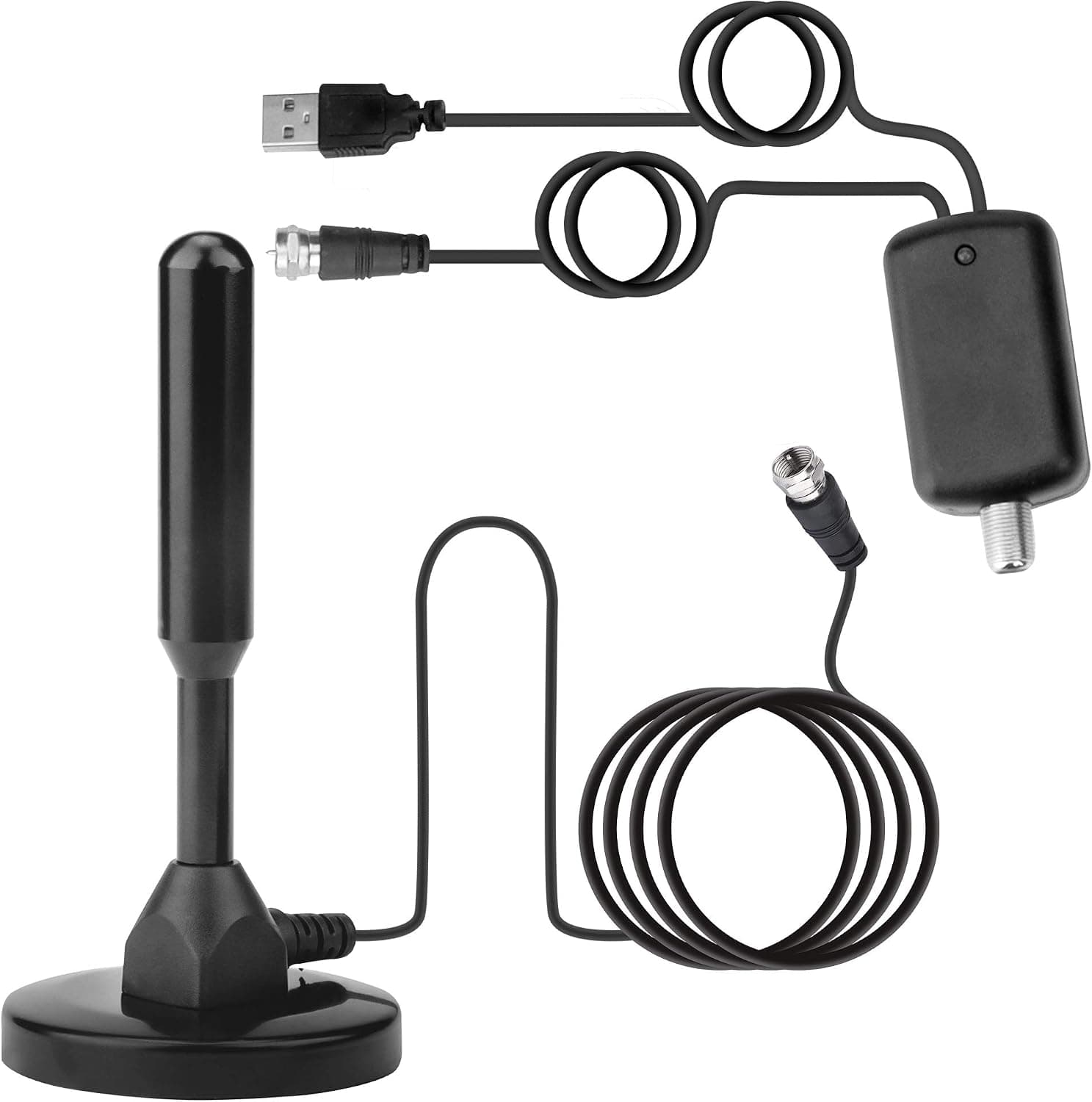 Digital TV Antenna, ATSC Tuner Portable Indoor HD TV Antenna, Magnetic Base Easy Install, 16.5 feet Long Cable, Connects Via Coaxial Cable