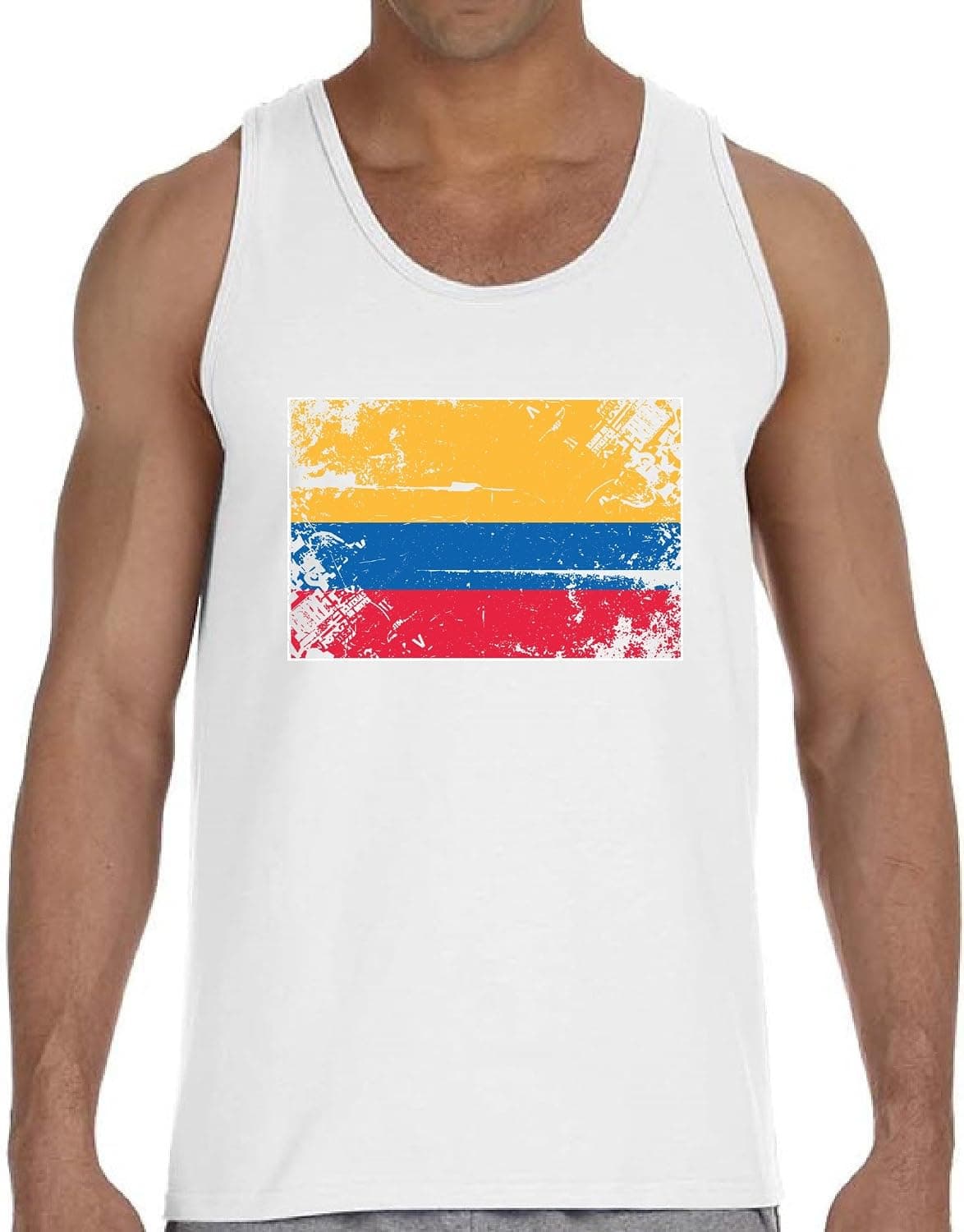 Vizor Colombia Flag Tank Top for Men Colombian Soccer Muscle Shirt Colombia Gift