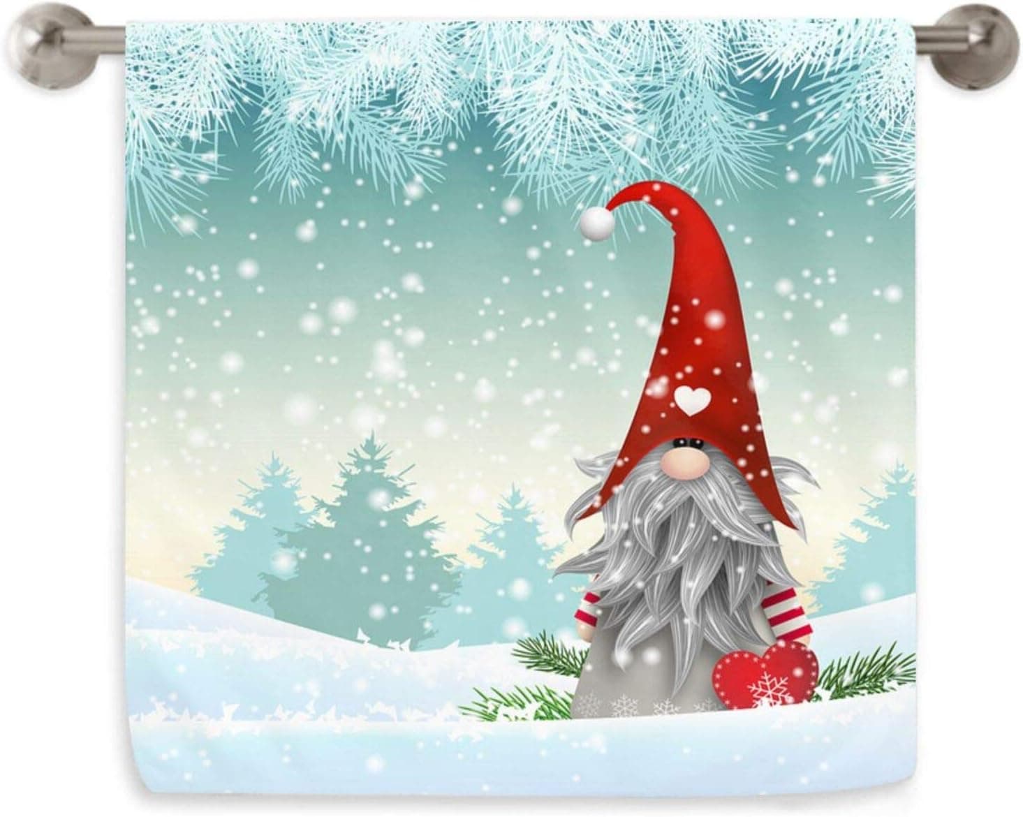 VunKo Christmas Gnome Kitchen Dish Towel Soft Highly Absorbent Winter Snowflake Hand Towel Home Decorative Multipurpose for Bathroom Hotel Gym and Spa 15.7 x 27.5 Inches