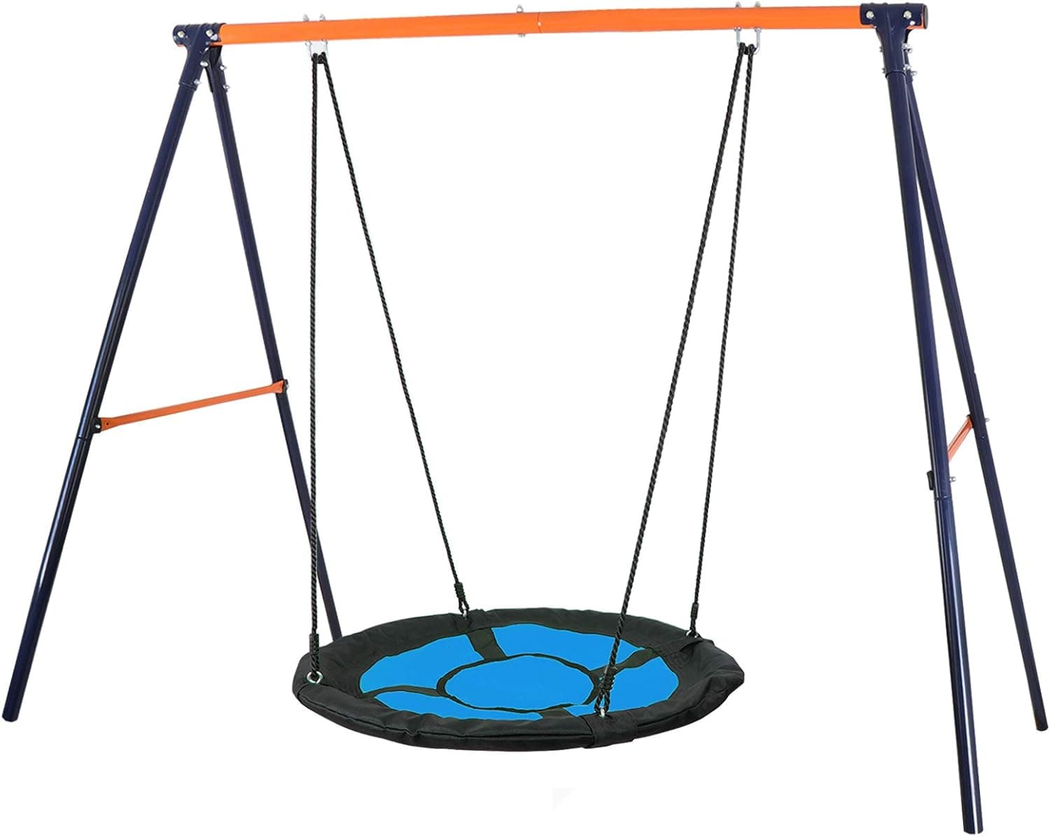 SUPER DEAL 40" Kids Web Tree Swing Saucer Swing Set Combo for 1-2 Kids - 40'' Web Tree Swing + Heavy Duty A-Frame Metal Swing Set, Resilient and Resistant to All Types of Weather