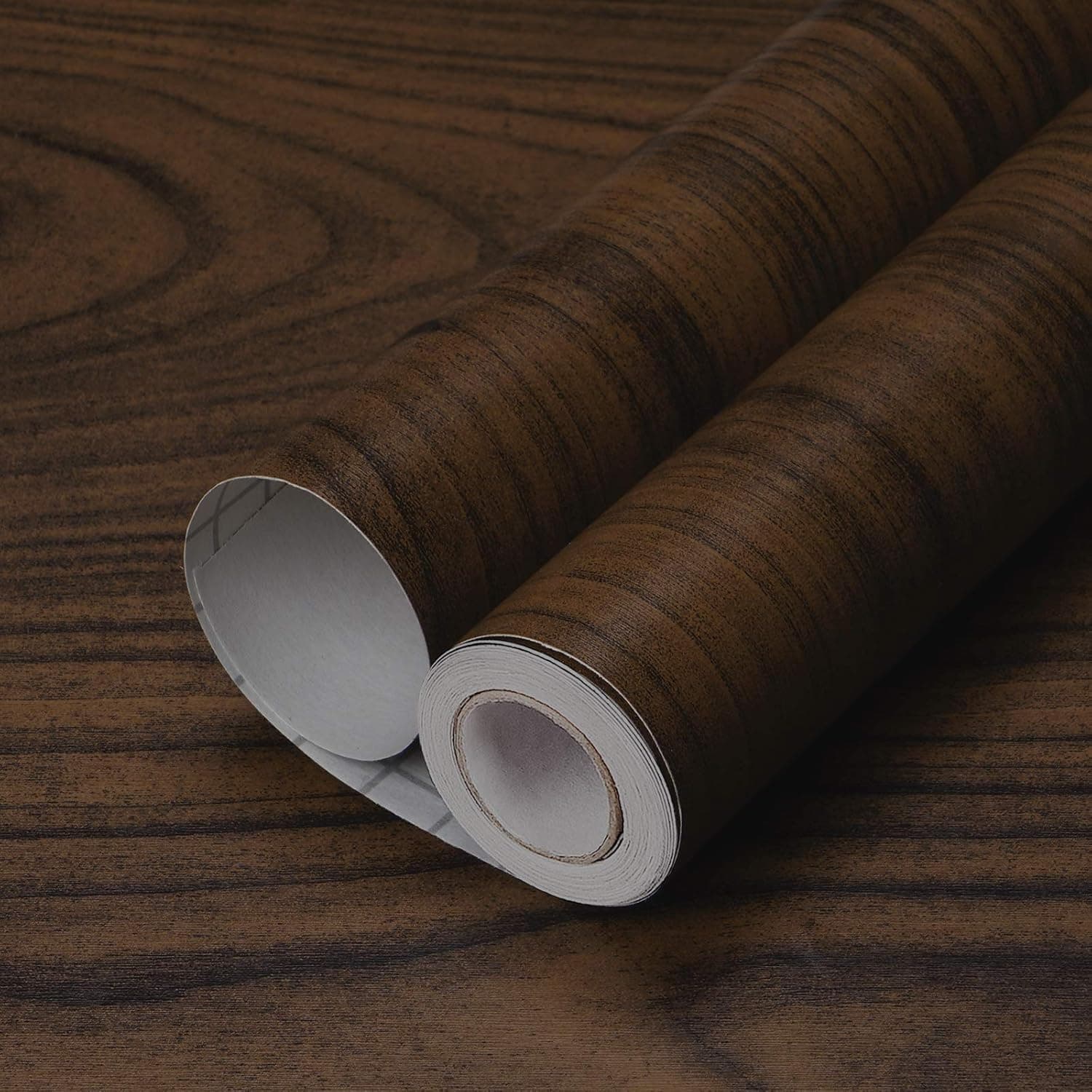 MecparWalnut Wood Grain Wallpaper 17.71 in x 16.4 Ft Brown Wood Contact Paper Wood Peel and Stick Wallpaper Vinyl Self Adhesive Thick Wallpaper for Kitchen Door Countertops Cabinets Shelves