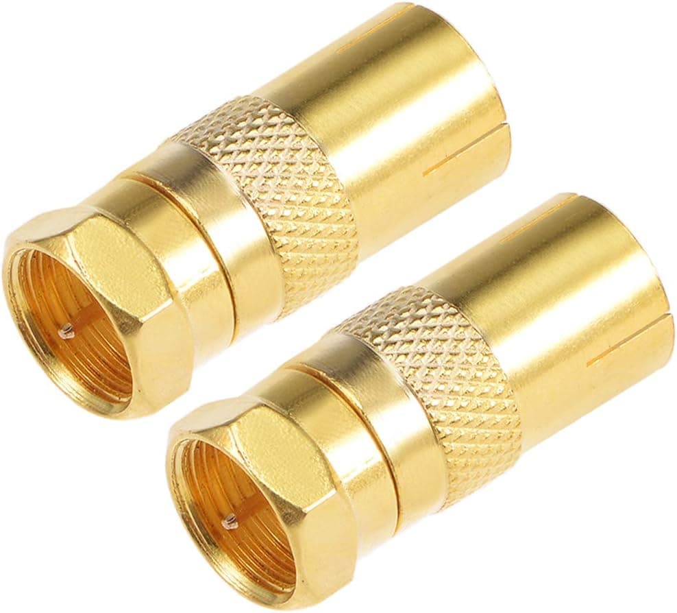 uxcell F Type Male to PAL Female Golden Tone RF Coaxial Adapter Connector 2pcs