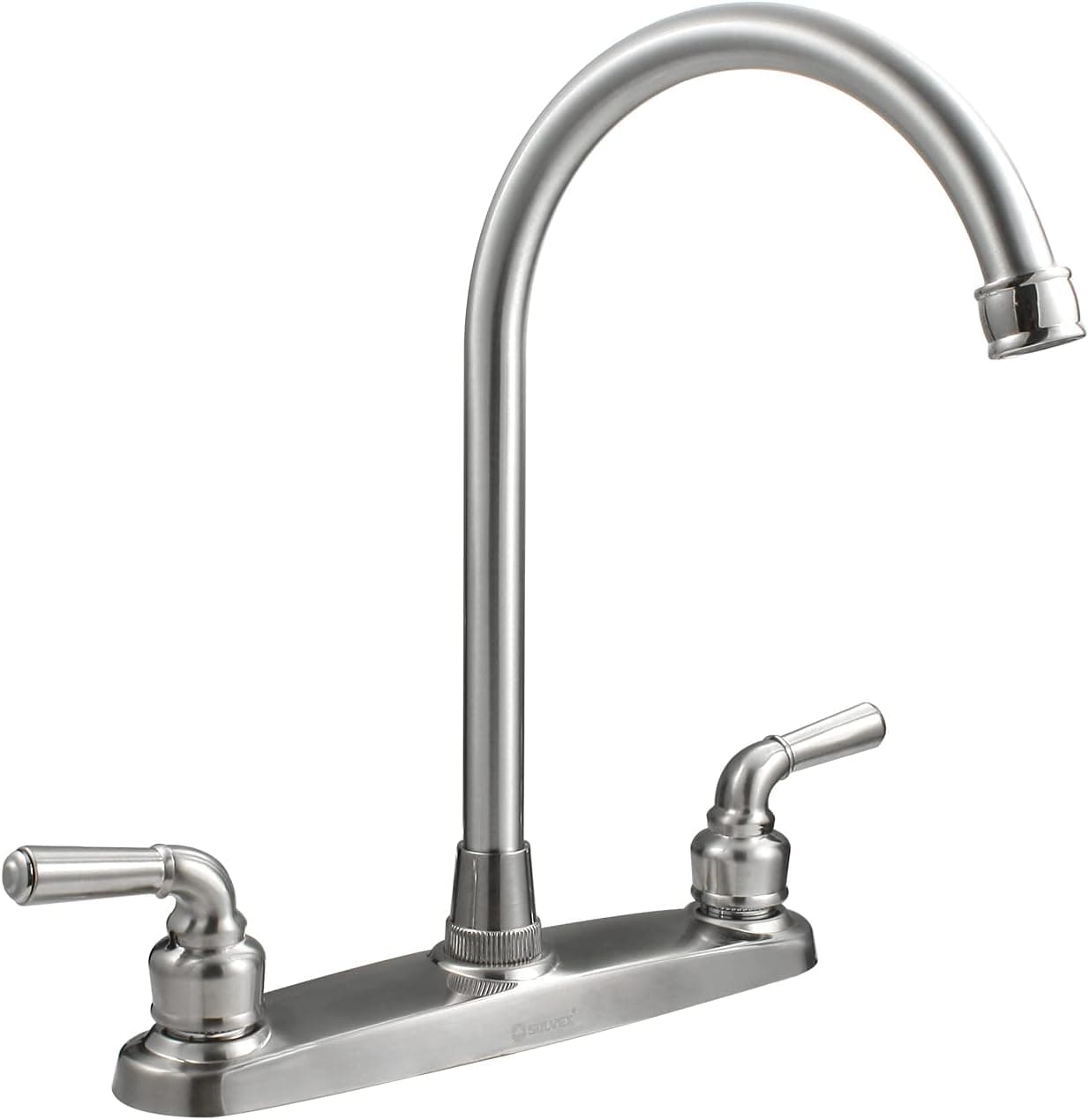 SOLVEX 2 Handle Kitchen Sink Faucet, High Arc 360 Swivel Stainless Steel Pipe 3 Hole Kitchen Faucet, Commercial Modern Brushed Nickel Kitchen Sink Faucet, US-SP-80065-2