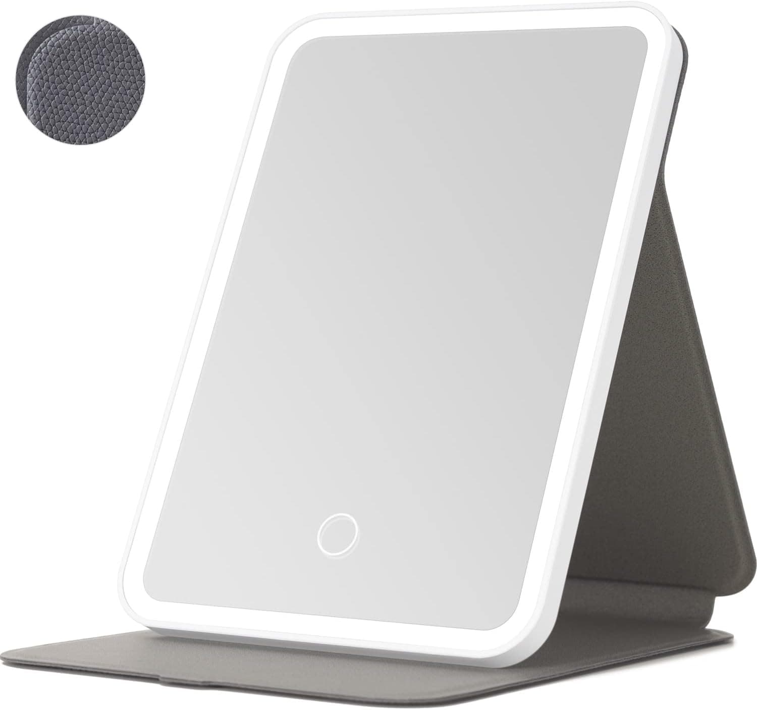 NEZZOE Travel Mirror with Light, Portable Compact Folding Lighted Makeup Mirror with USB Rechargeable Small Vanity Mirror Dimmable LED Mirror