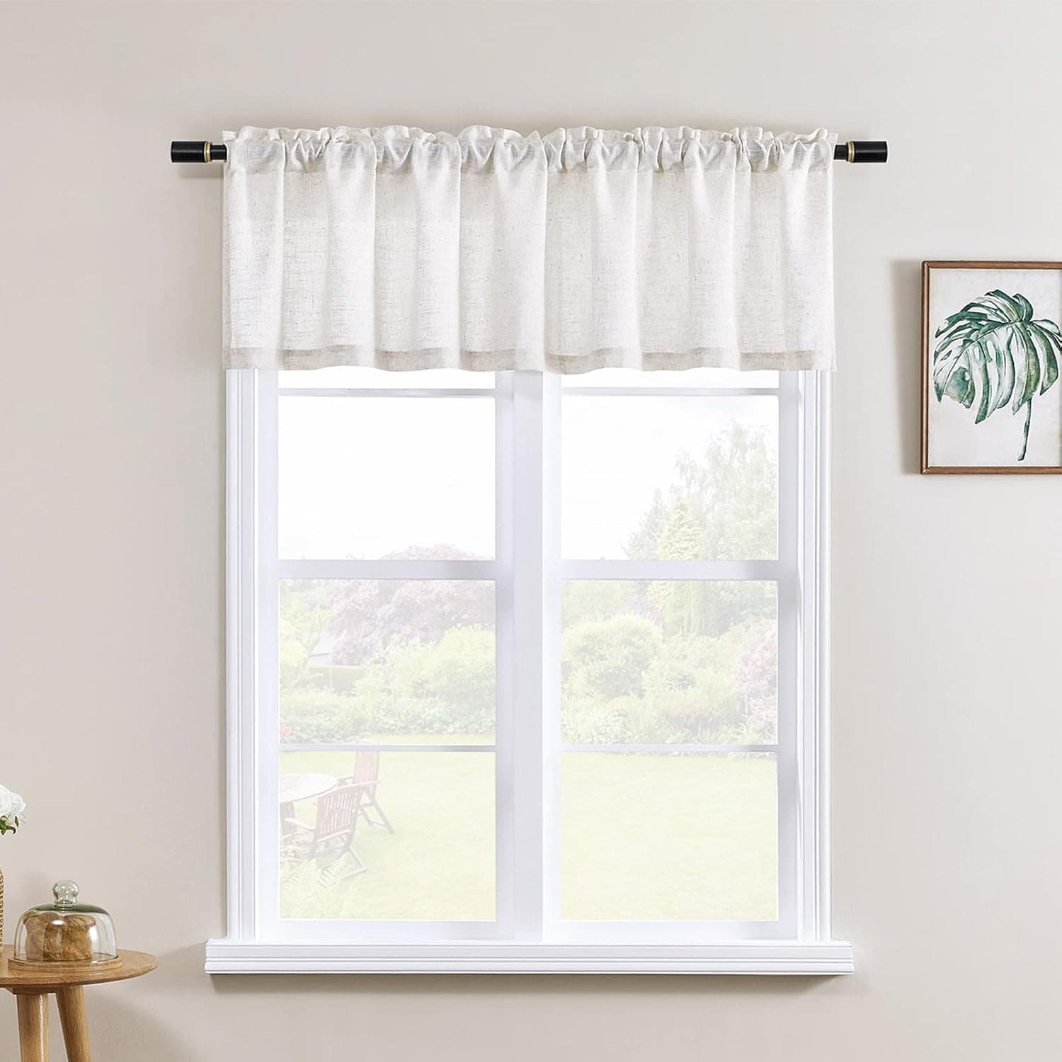 Topfinel Linen Valance for Kitchen Rod Pocket Rustic Farmhouse Crude Window Curtains 18 inch Length for Bathroom Living Room, Natural Burlap, 1 Panel
