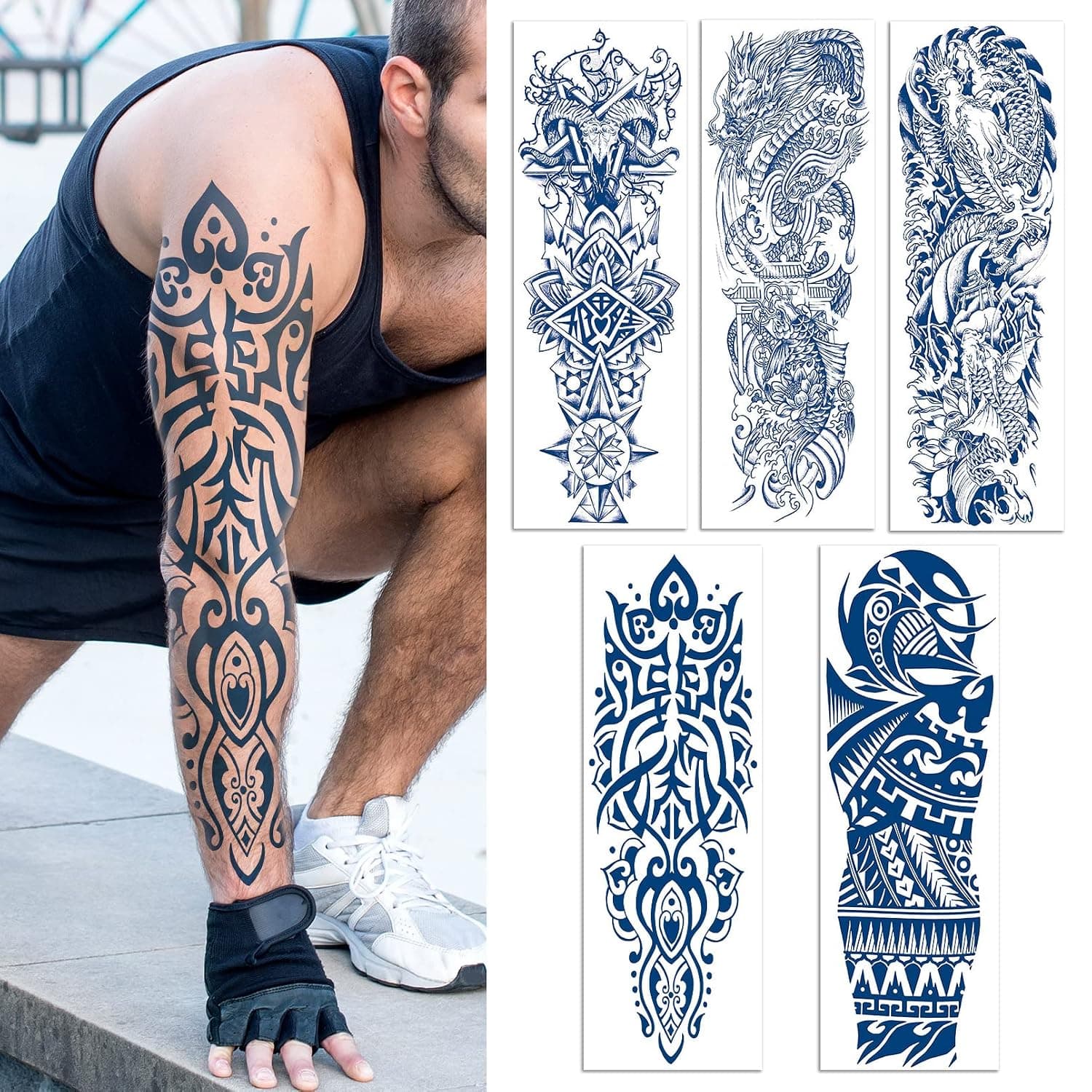 Aresvns Semi Permanent Sleeve tattoos for Men and women, Realistic Full Arm Temporary Tattoos Waterproof & Long-Lasting 2-3 Weeks