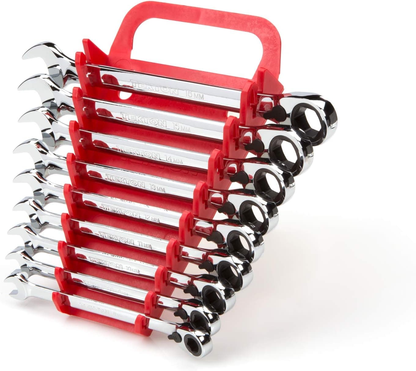 TEKTON Reversible Ratcheting Combination Wrench Set, 9-Piece (8-16 mm) - Holder | WRN56167