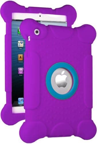 Kid's Purple iPad Mini Case for Kids (New Design) w/ Free Screen Protector by Justin Case (TM) fits Apple iPad Mini and Ipad Mini with Retina Display Shock Proof Protective Case / Cover for iPad Mini, Kid Proof Case / Cover for Kids (Purple)