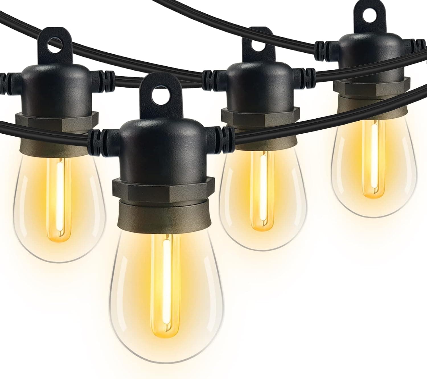 Outdoor String Lights,48FT LED String Lights for Outside, S14 LED Patio Lights with 16 Shatterproof bulb (1 Spare),Connectable(Max. 432W), Waterproof, for Backyard Garden Cafe Porch Decor (Warm White)