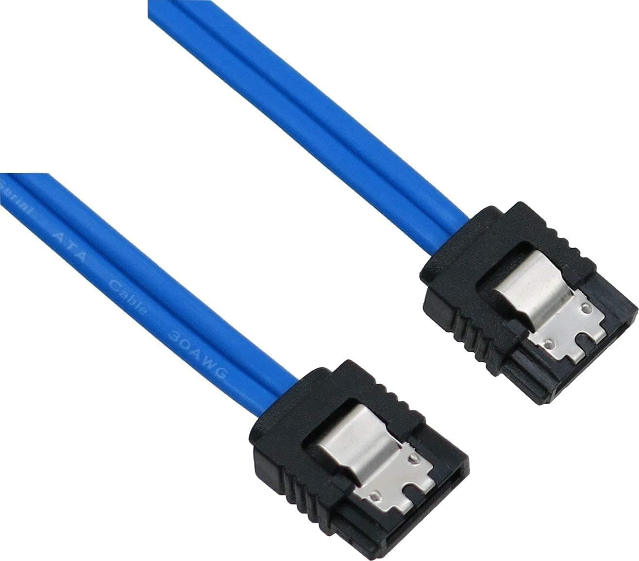 Lot of 5 12-inch 30AWG Ultra Slim, Ultra Low Profile SATA-III (6Gbps) Female to Female Data Cable with Locking Latch Data Cable
