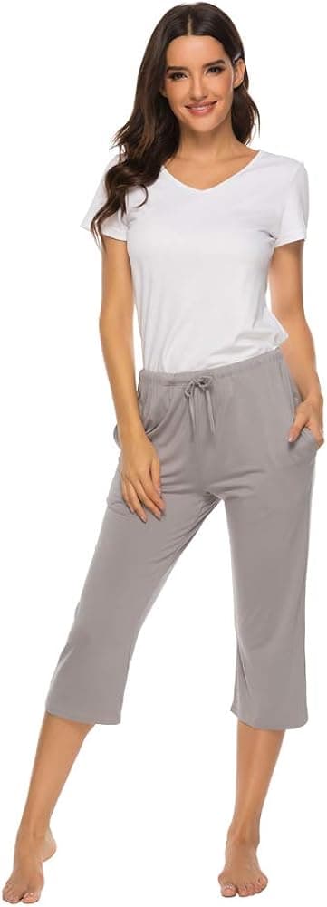 AvaCostume Women's Cotton Capri Lounge Sleepwear Pajama Pants