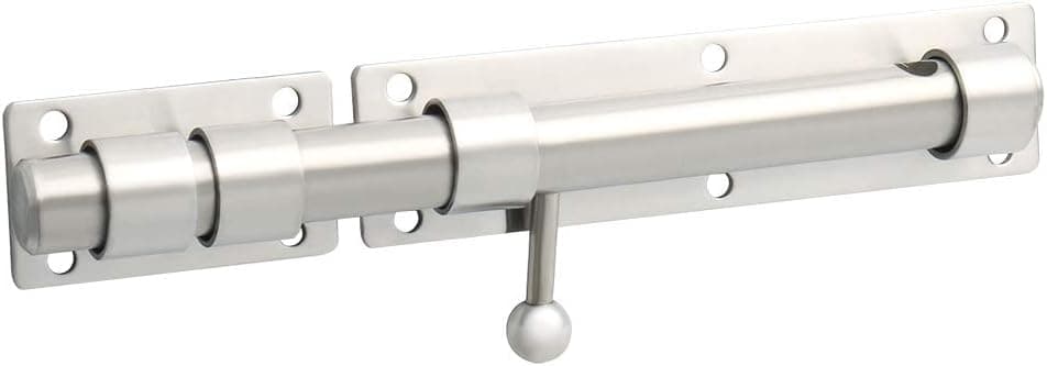 Alise Slide Bolt Gate Latch,Padlock Latches Heavy Duty Barrel Bolts Safety Door Lock,Double Sided Gate Hardware for Fence Gate,MS9200-LS Solid SUS304 Stainless Steel Brushed Nickel Latches,10 Inch