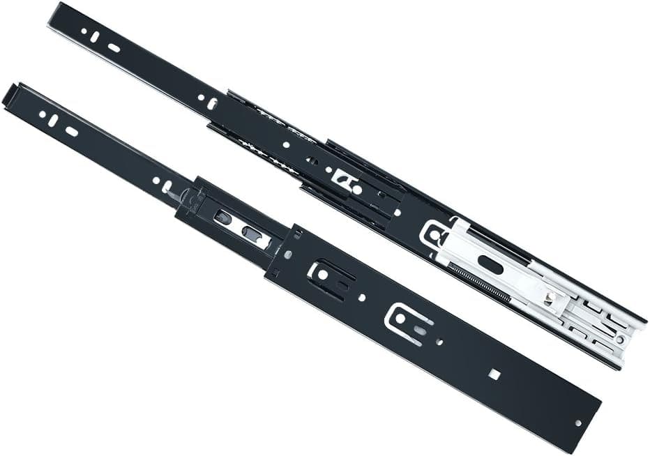 Alise 10-Inch Steel Ball Bearing Drawer Slides,Buffered and Auto Shutdown,Quiet and Smooth,1-4/5 Inch Wide,Black Pair