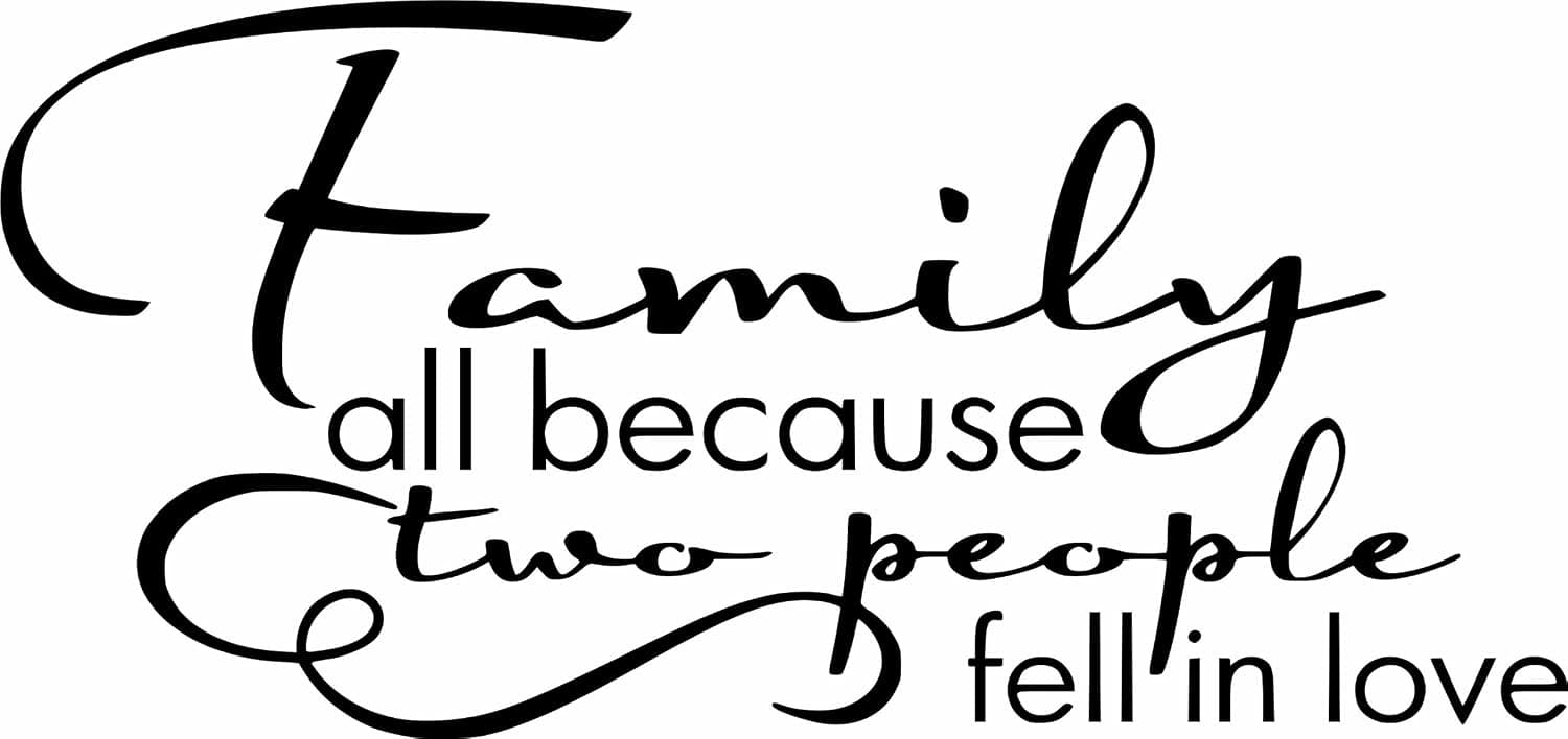 Design with Vinyl Family : All Because Two People Fell in Love - Inspirational Life Quote - Vinyl Wall Decal Art Peel & Stick Sticker Color: Black Size: 20x20 Black