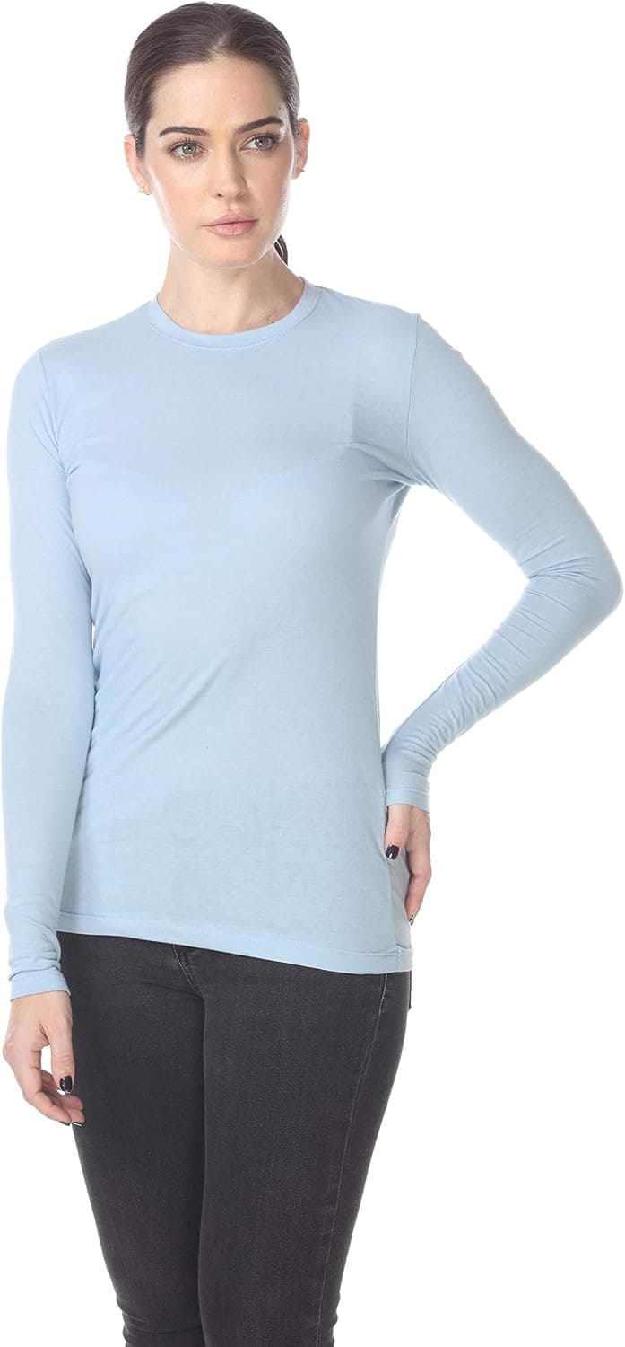 PimaTee Juniors Long Sleeve CVC Blended Crew Neck Tee