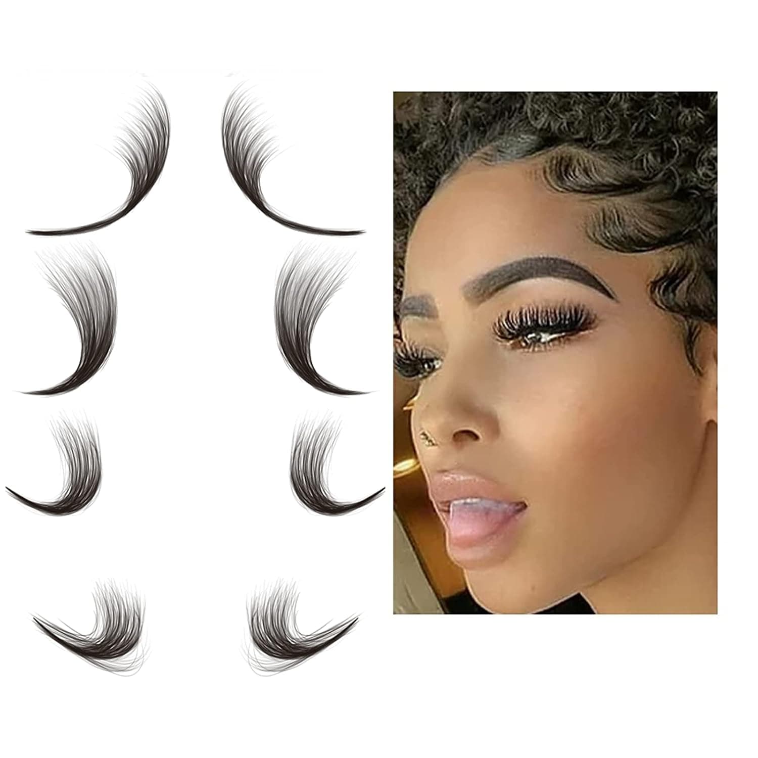 Fake Edges Hair Tattoo Baby Hair Tattoo Stickers - Waterproof Tattoos Body Makeup for Women - Edge Tattoo Fake Edges Curly Hair Salon DIY Hairstyling Hair Stickers Template Makeup Tool (E)