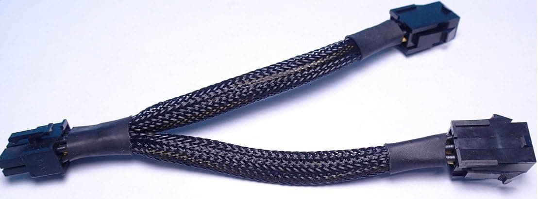 Parkerguts Premium Sleeved Dual 6-Pin Female to 8-Pin Male Cable 15cm