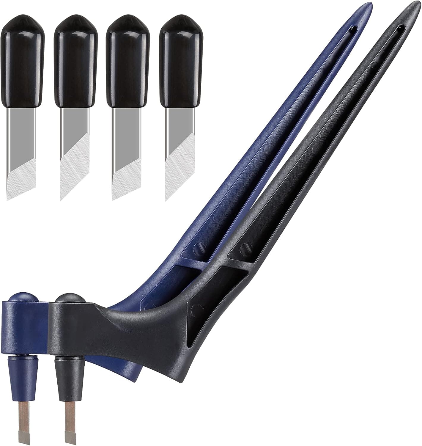 2PCS Craft Cutting Tools with 360-degree Rotating Blades, Stainless Steel Precision Art Knife Cutter, Art Cutting Tool for Craft, Paper- Cutting, Stencil and 0ther Art Creation-Blue+Black