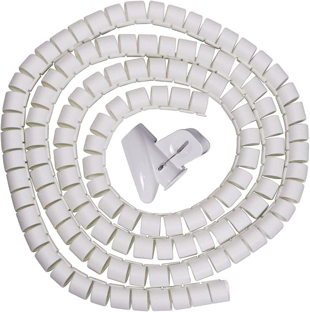 uxcell 15mm Flexible Cable Organizer Spiral Tube Cable Wire Wrap Computer Manage Cord White 5 Meters Length with Clip