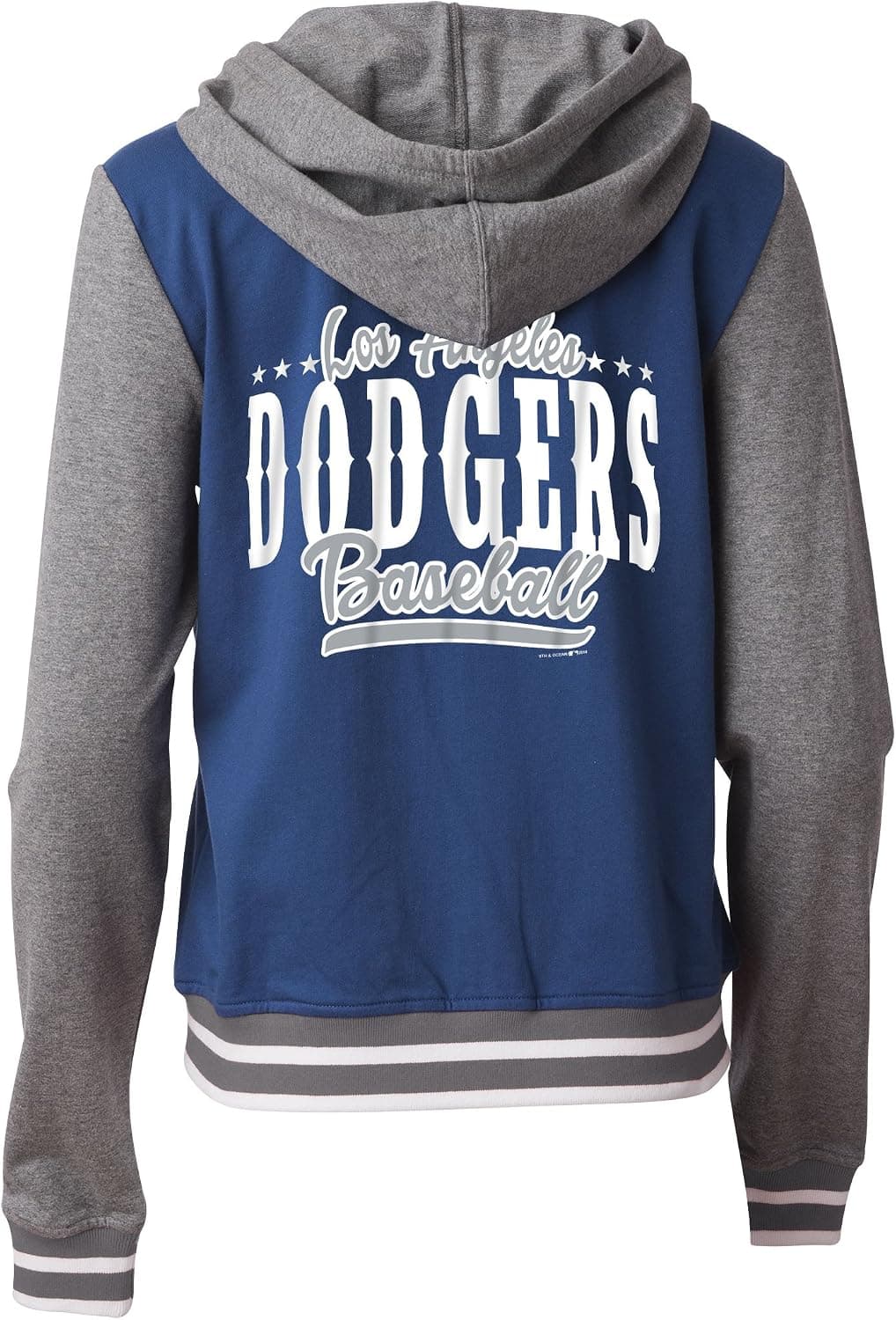 MLB Los Angeles Dodgers Women's Zip Front French Terry Hoodie with Contrasting Sleeves, Blue, Medium