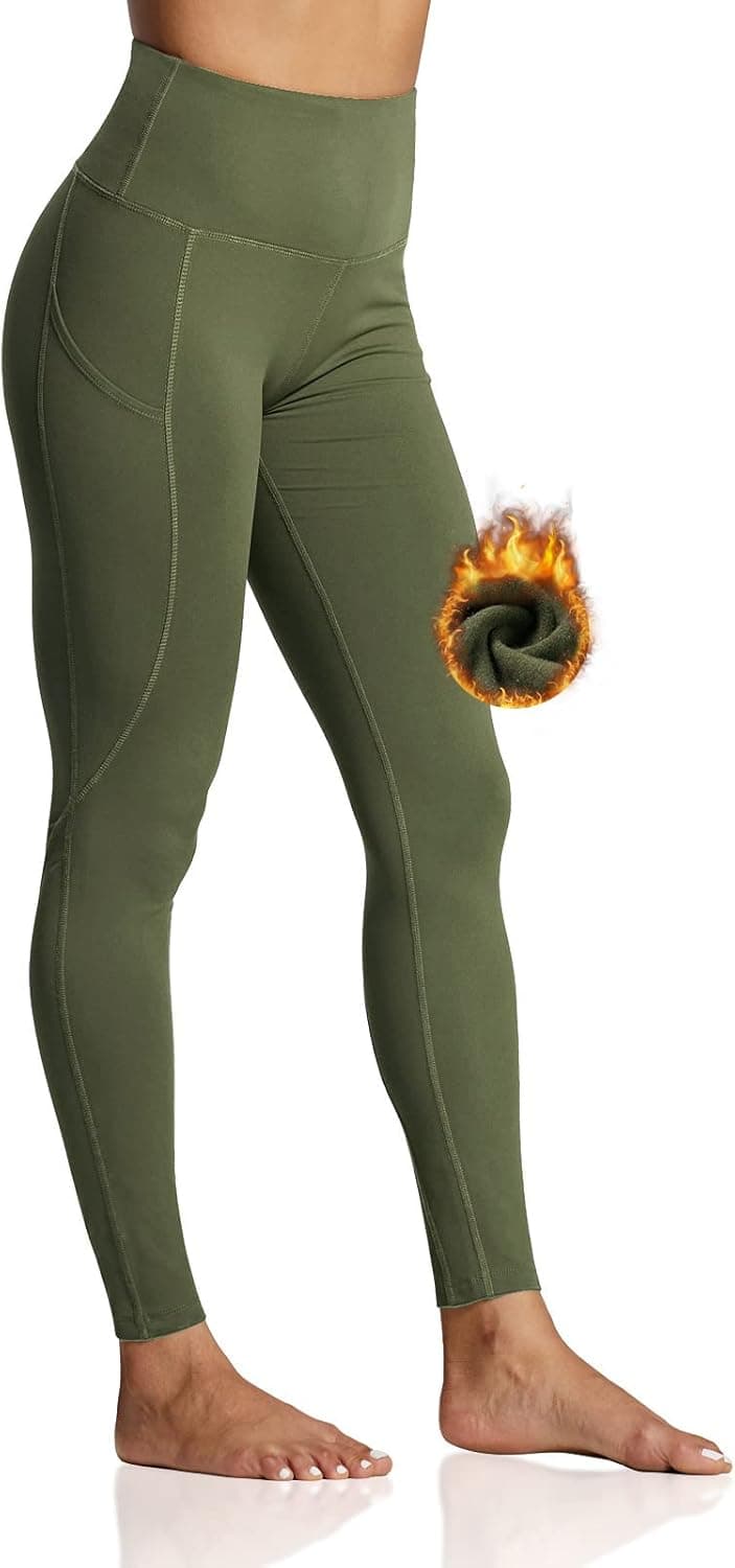 ZUTY Fleece Lined Leggings Women Winter Thermal Insulated Leggings with Pockets High Waisted Workout Yoga Pants Plus Size