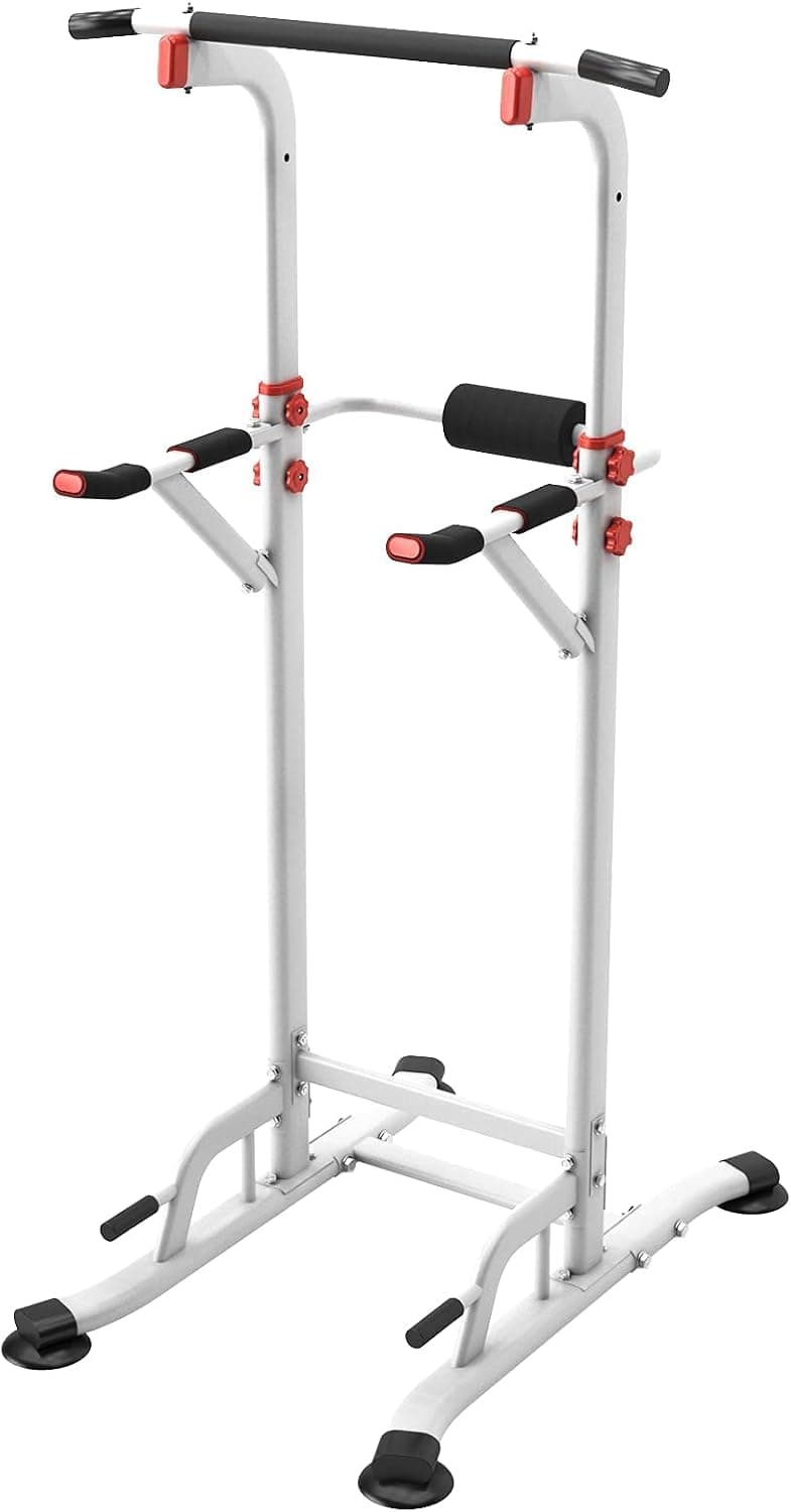 SogesHome Power Tower Pull Up Bar Dip Station Adjustable Height Dip Stand Strength Training Fitness Workout Station for Home Gym