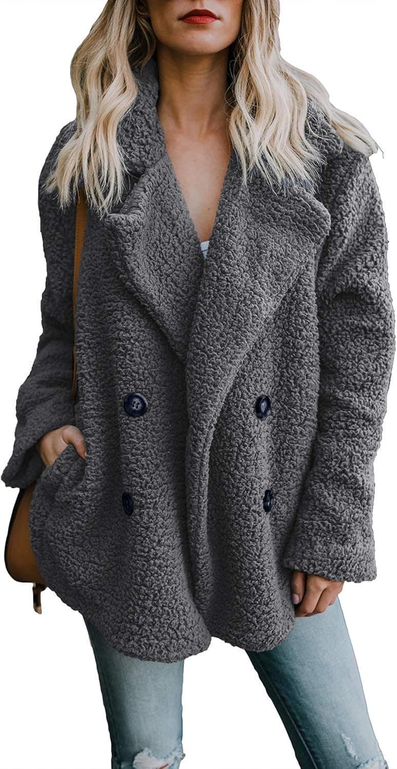 Dokotoo Womens 2023 Winter Fleece Teddy Bear Sherpa Jacket Coats with Pockets Outerwear