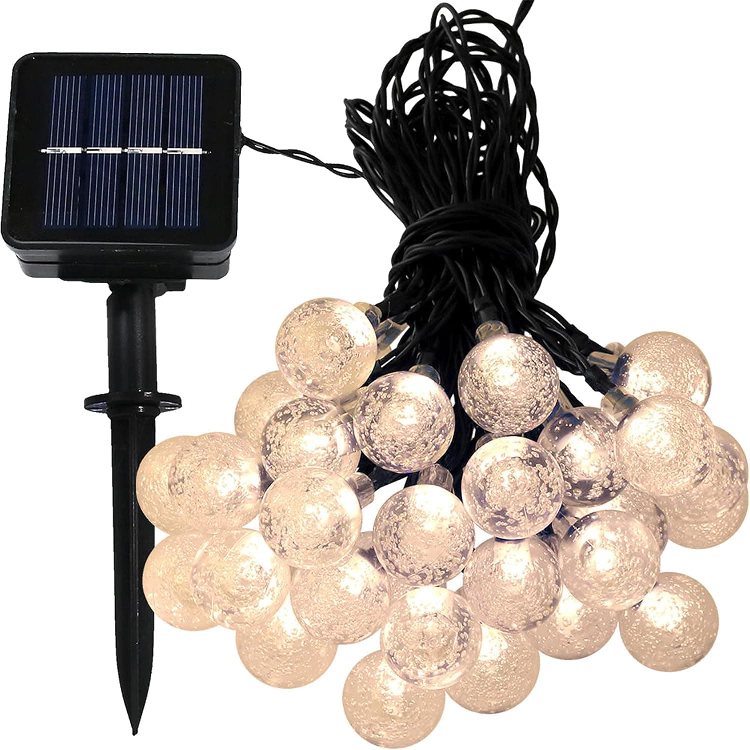 Sunnydaze 30-Count LED Solar Powered Globe String Lights Warm White / 1 Set