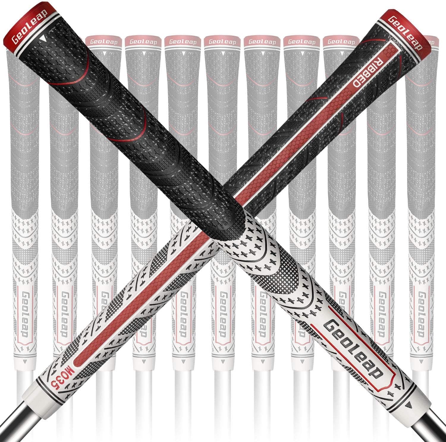 Geoleap ACE-R Golf Grips Set of 13- Back Rib Improved Control，Multi Compound Rubber and Cord Hybrid Golf Club Grips, Standard/Mdisize, 7 Colors Optional.