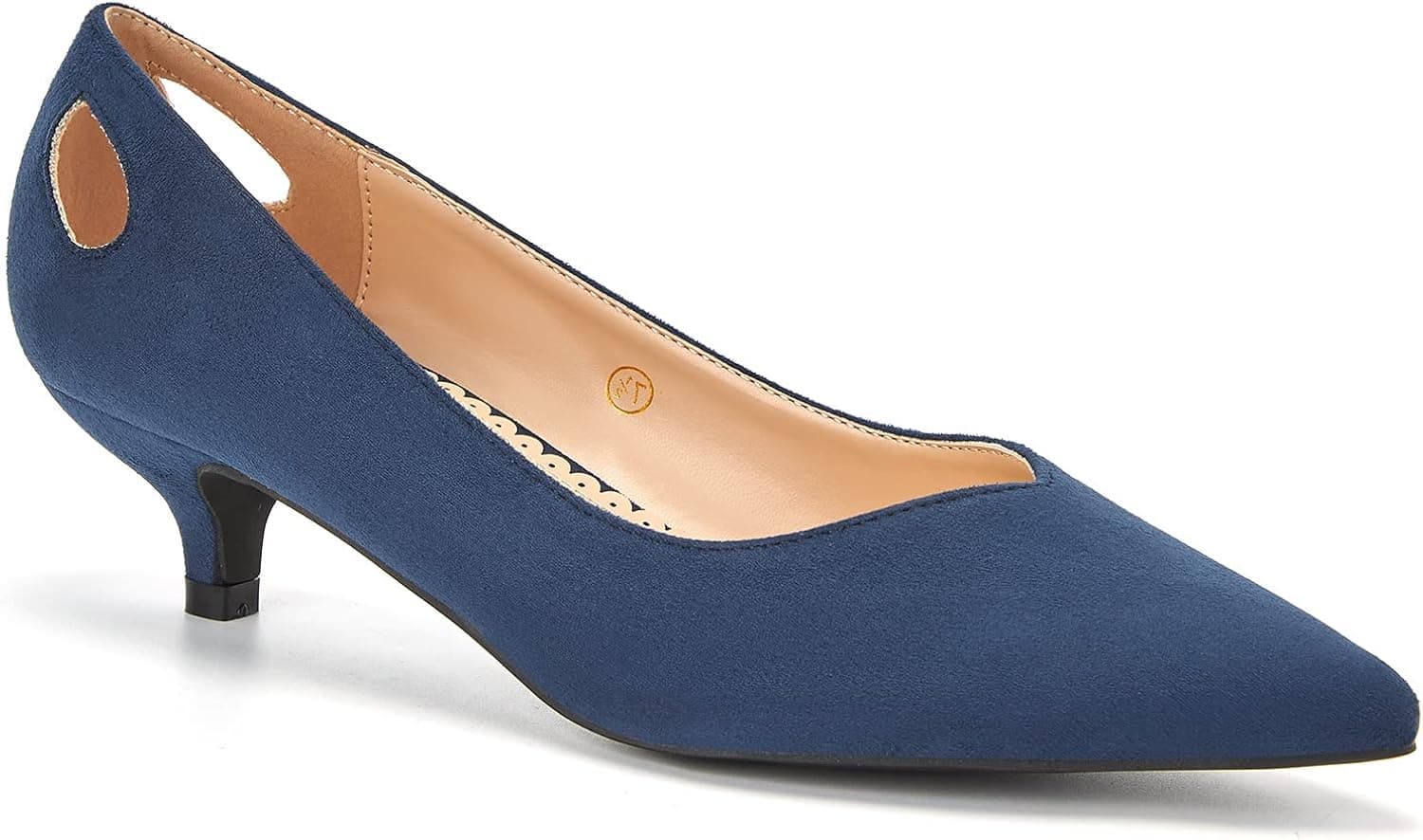Govdaeor Womens Pointed Toe Cut-Out Kitten Heel Pumps Ladies Slip-on Casual Party Prom Dress Shoes