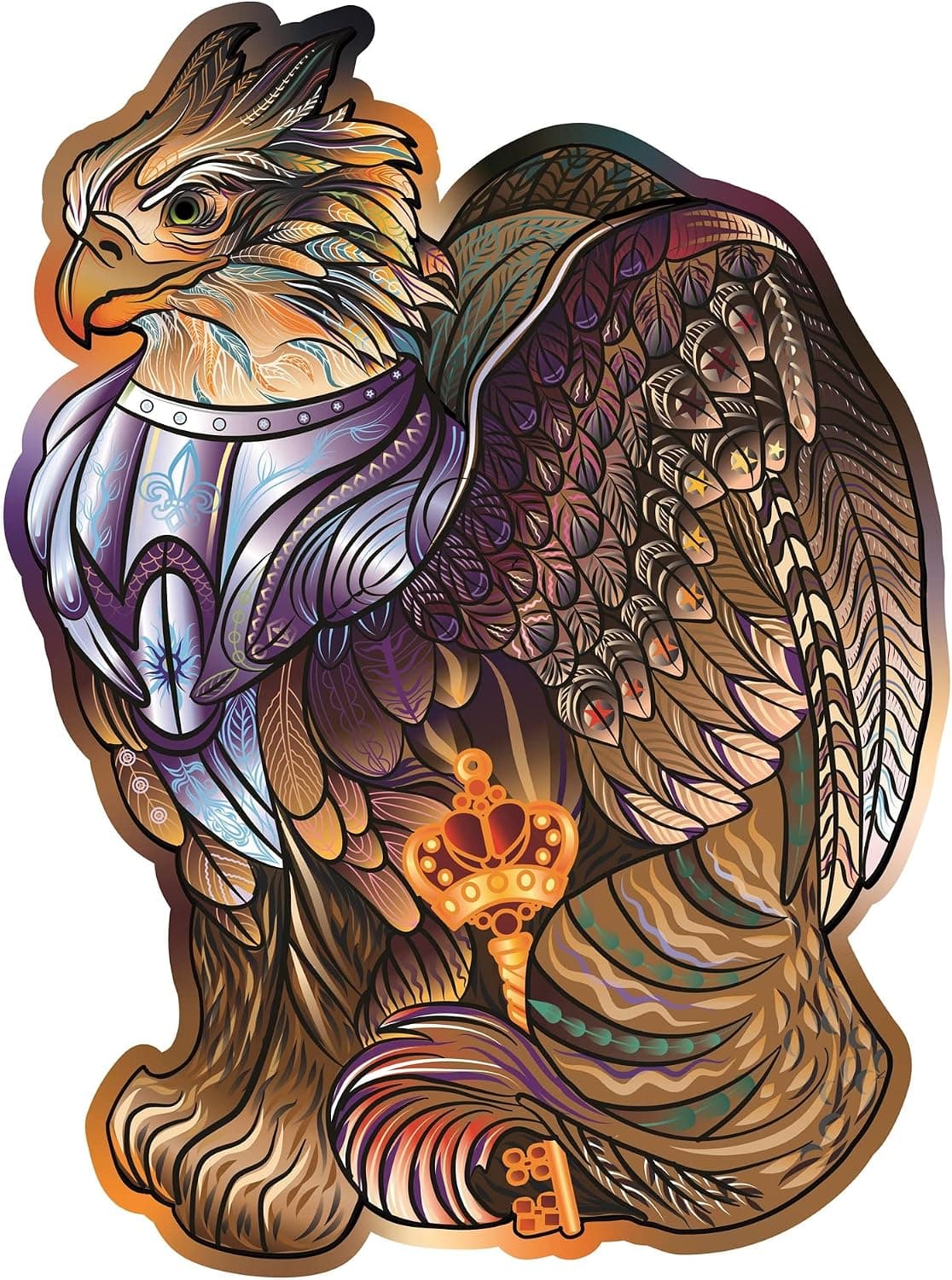Wood Trick Thunder Griffin Wooden Jigsaw Puzzle for Adults and Kids - 13.7 x 10 in - Animal Unique Shaped Figured Jigsaw Puzzle Pieces - Premium Quality